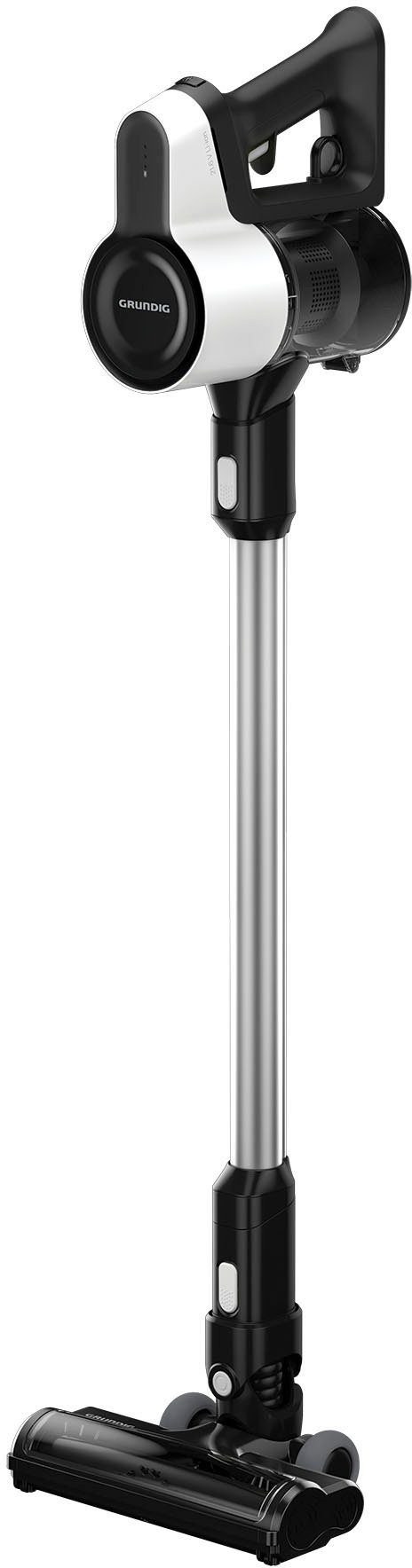 Grundig Akku-Hand-und Stielstaubsauger VCP 4130, 45min Akkulaufzeit, 2 Saugkraftstufen, 110 W, beutellos, LED Turbobürste, inkl. Wandhalterung