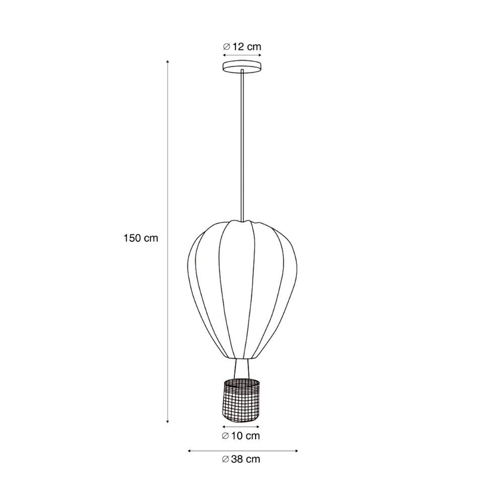 Qazqa Pendelleuchte Airballoon, ohne Leuchtmittel, Warmweiß, QAZQA Hängeleuchte, e27, Rosa, Textil, Für Kinder