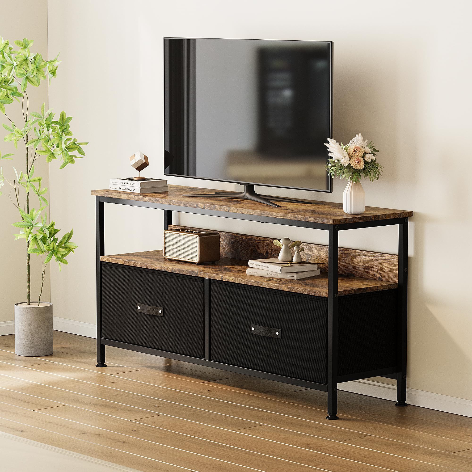 GarveeMore TV-Schrank Kommode TV-Ständer 55 Zoll,Mit 2 Schubladen Und Regal günstig online kaufen