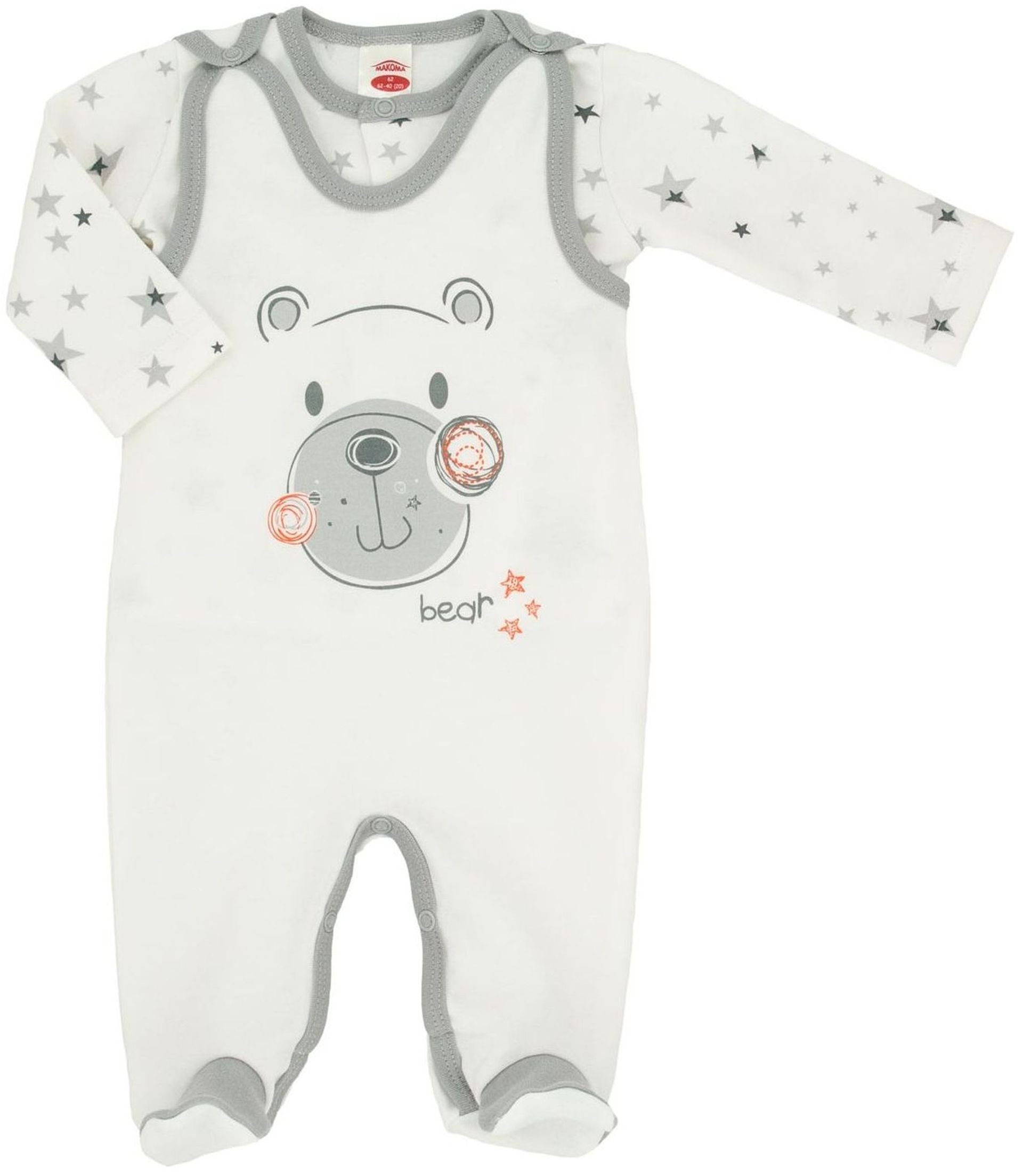 Makoma Strampler Baby Strampler Set mit Langarmshirt Mädchen & Jungen Neutal Teddy (Set, 2-tlg) aus reiner Baumwolle