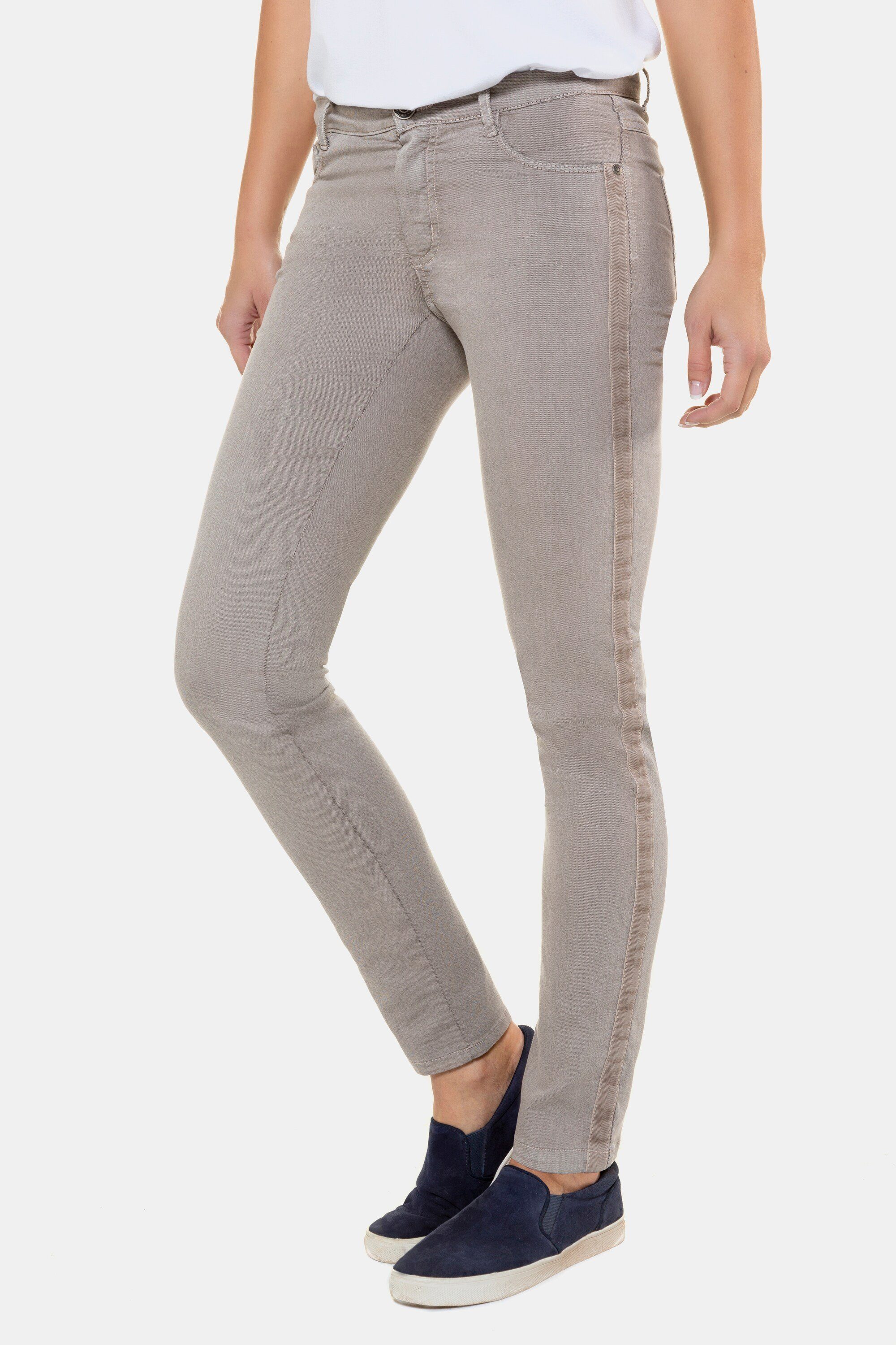 Gina Laura Stretch-Hose Jeans Julia Galonstreifen schmal 2-farbiger Denim