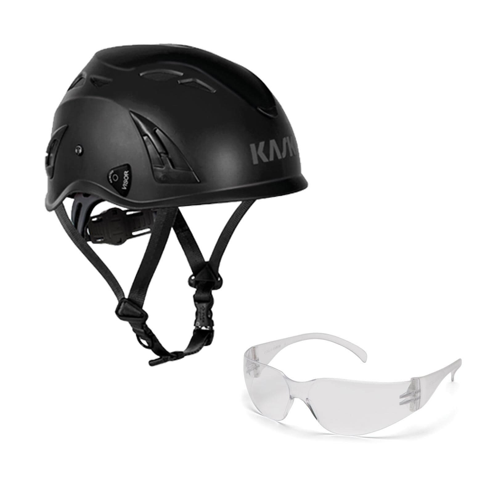 Kask Schutzhelm Bergsteigerhelm, Industriekletterhelm Plasma AQ + Schutzbrille klar schwarz