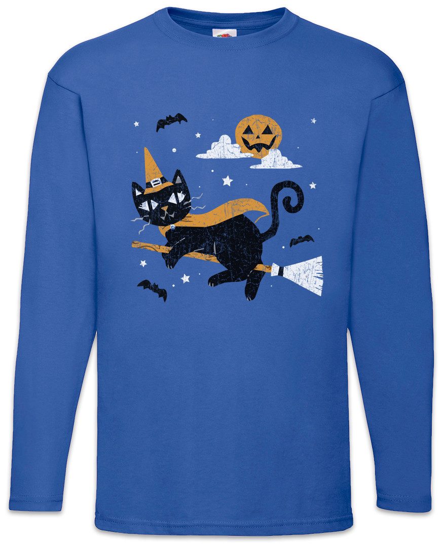 Langarmshirt Halloween Cat Witch Langarm T-Shirt Katzen Kätzchen Schwarzer Kater