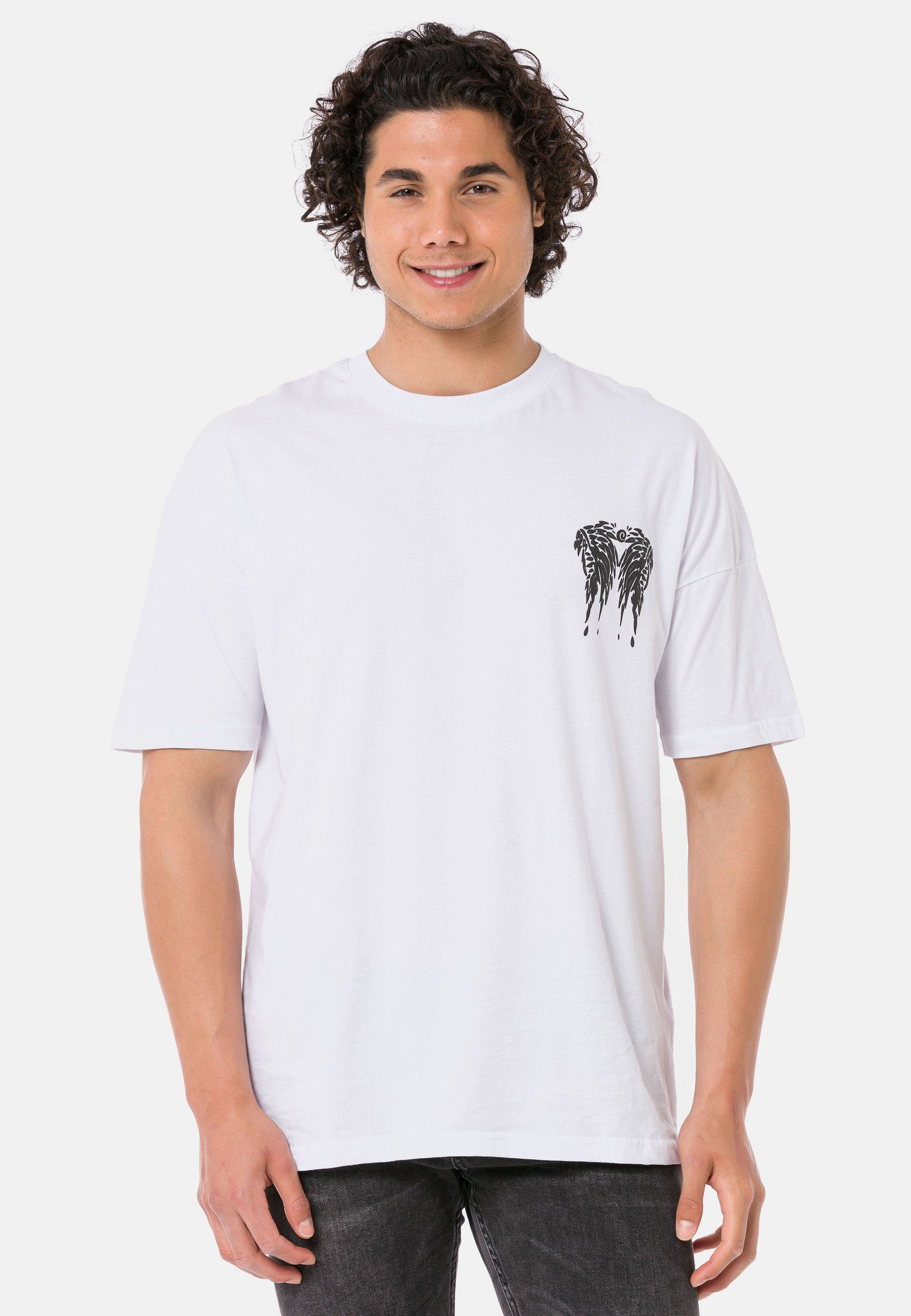 RedBridge T-Shirt Corby mit großflächigem Print weiß