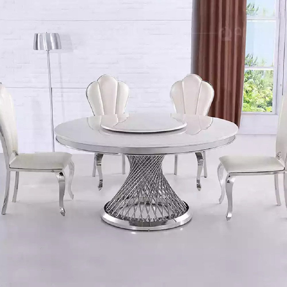 JVmoebel Esstisch Runder Tisch Silber Chrom Rundtisch Modern Esstische Luxus Sofort (1-St., Esstisch), Made in Europa