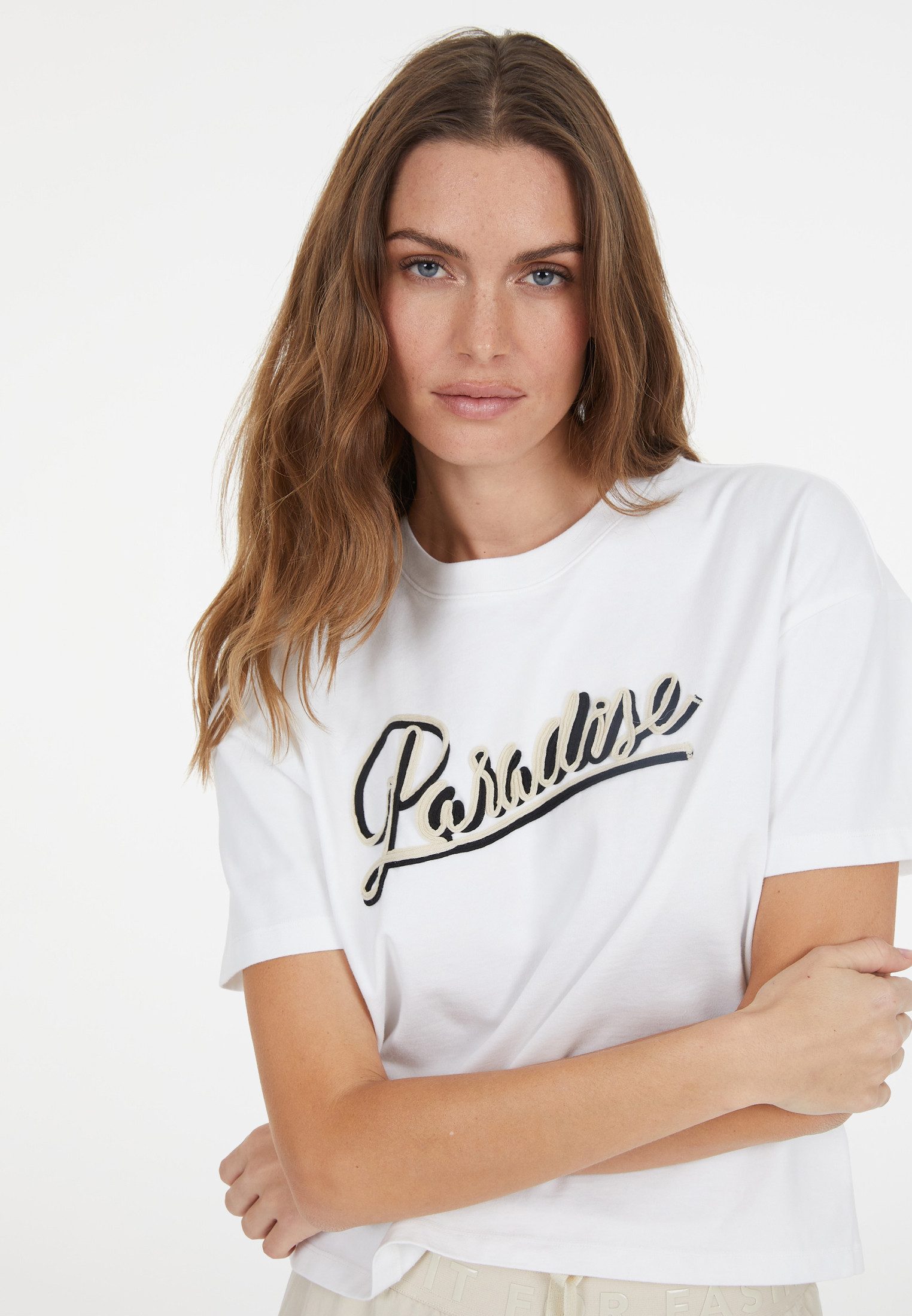 MARC AUREL T-Shirt mit "Paradise"-Stickerei