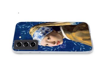 MuchoWow Handyhülle Mädchen mit Perlenohrring - Delfter Porzellan - Vermeer - Blumen -, Phone Case, Handyhülle Samsung Galaxy S21 FE, Silikon, Schutzhülle