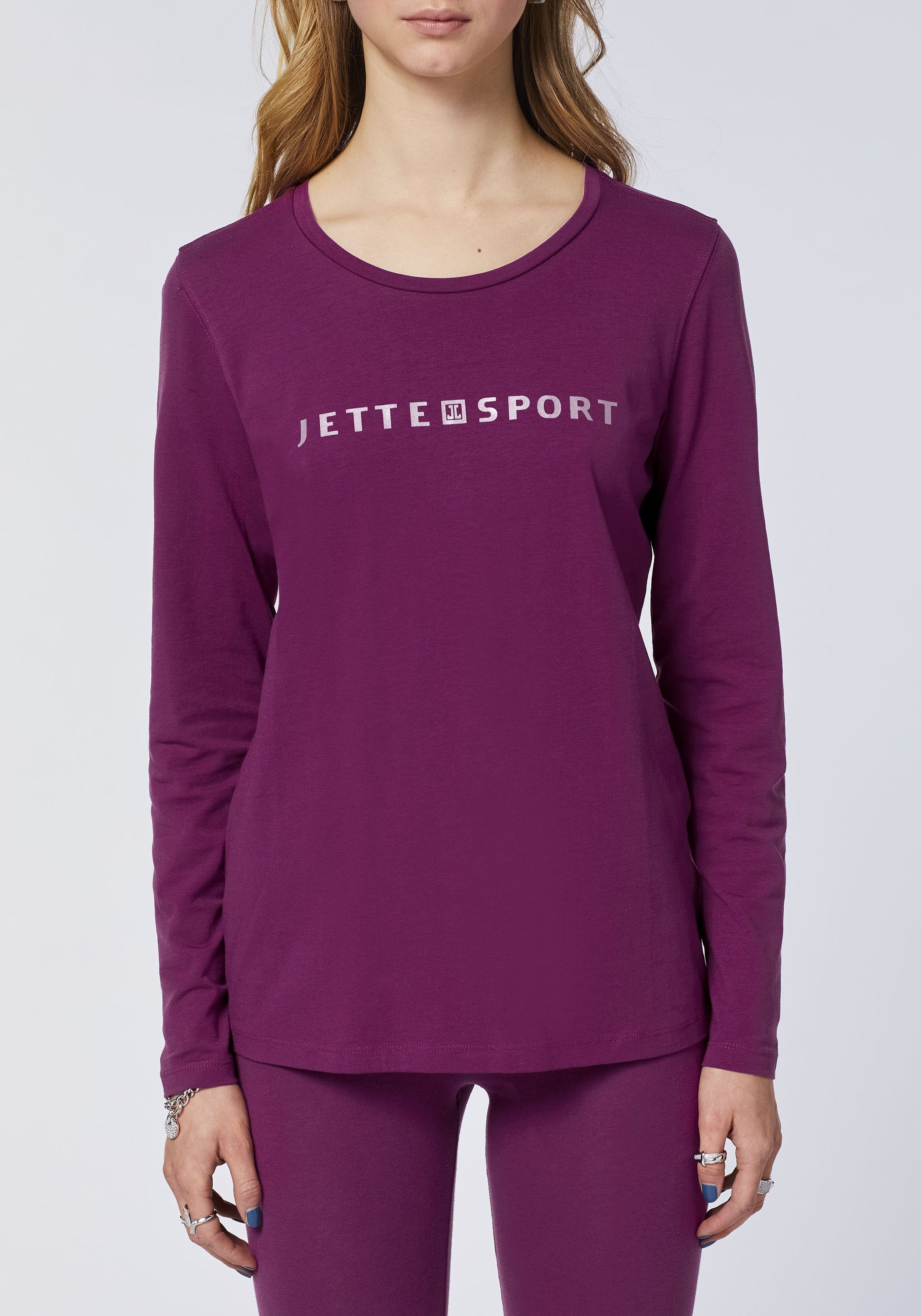 JETTE SPORT Langarmshirt mit 19-2524 Dark Purple Jette Sport Label-Druck