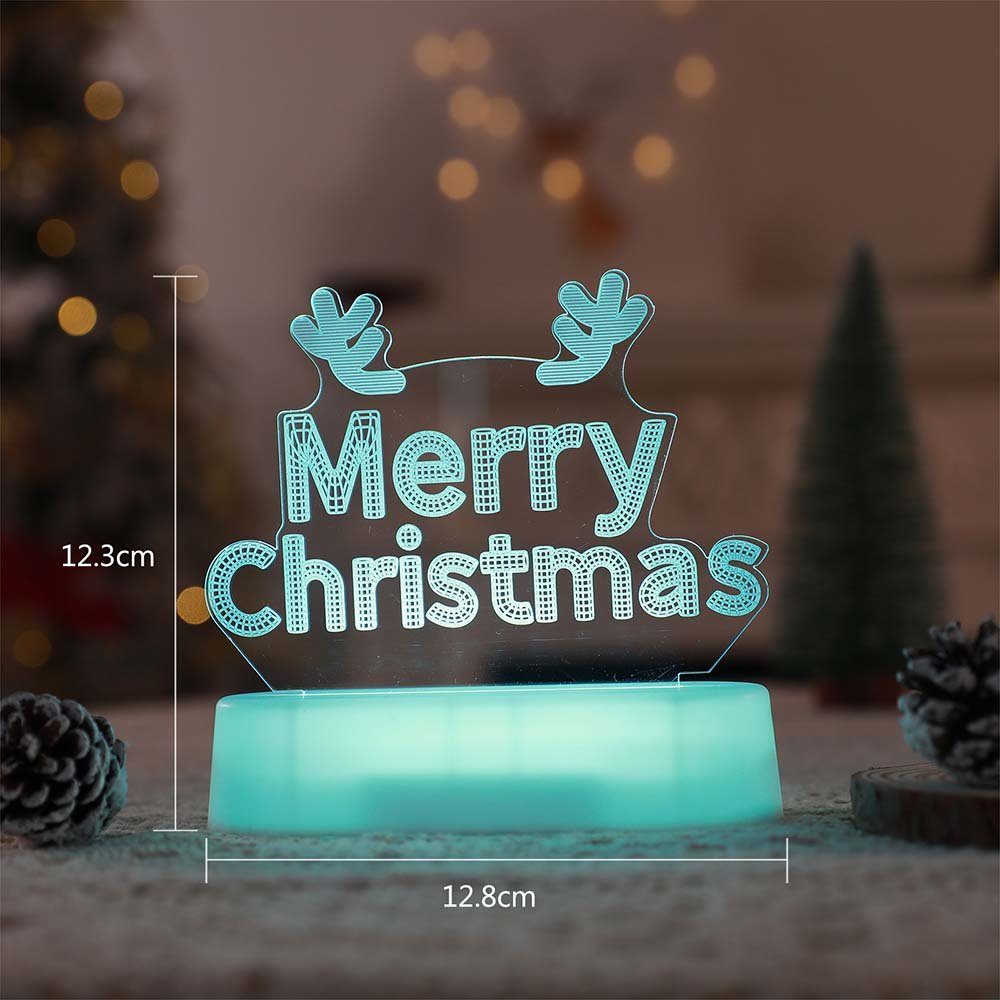 Rosnek LED Nachtlicht Weihnachtsmotiv, 3D-Effekt, 7 Farben, Fernbedienung, für Kinder, RGB, Batterie/USB, schlafzimmer Nachttischlampe