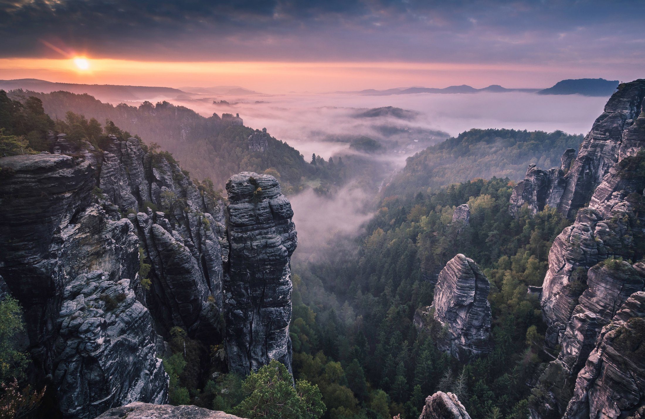 Papermoon Fototapete ANDREAS AUF Photo-Art WONISCH, DEN SONNENAUFGANG FELSEN