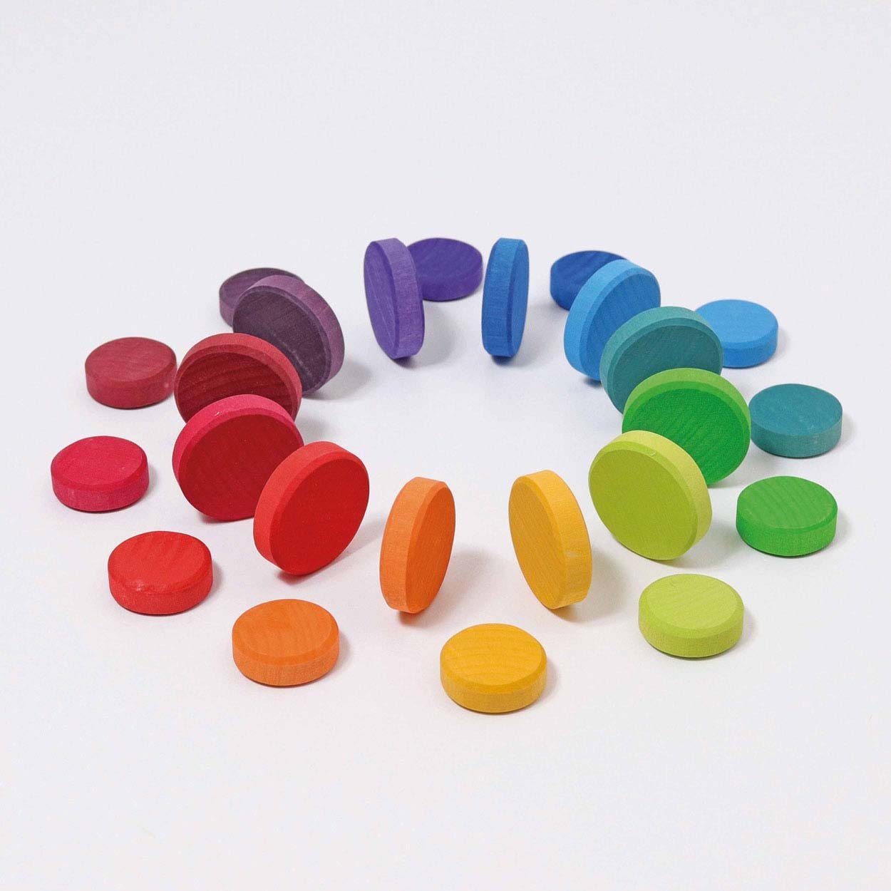 Holztaler Regenbogen 24 Teile Holzspielzeug Stapelsteine Spielbausteine