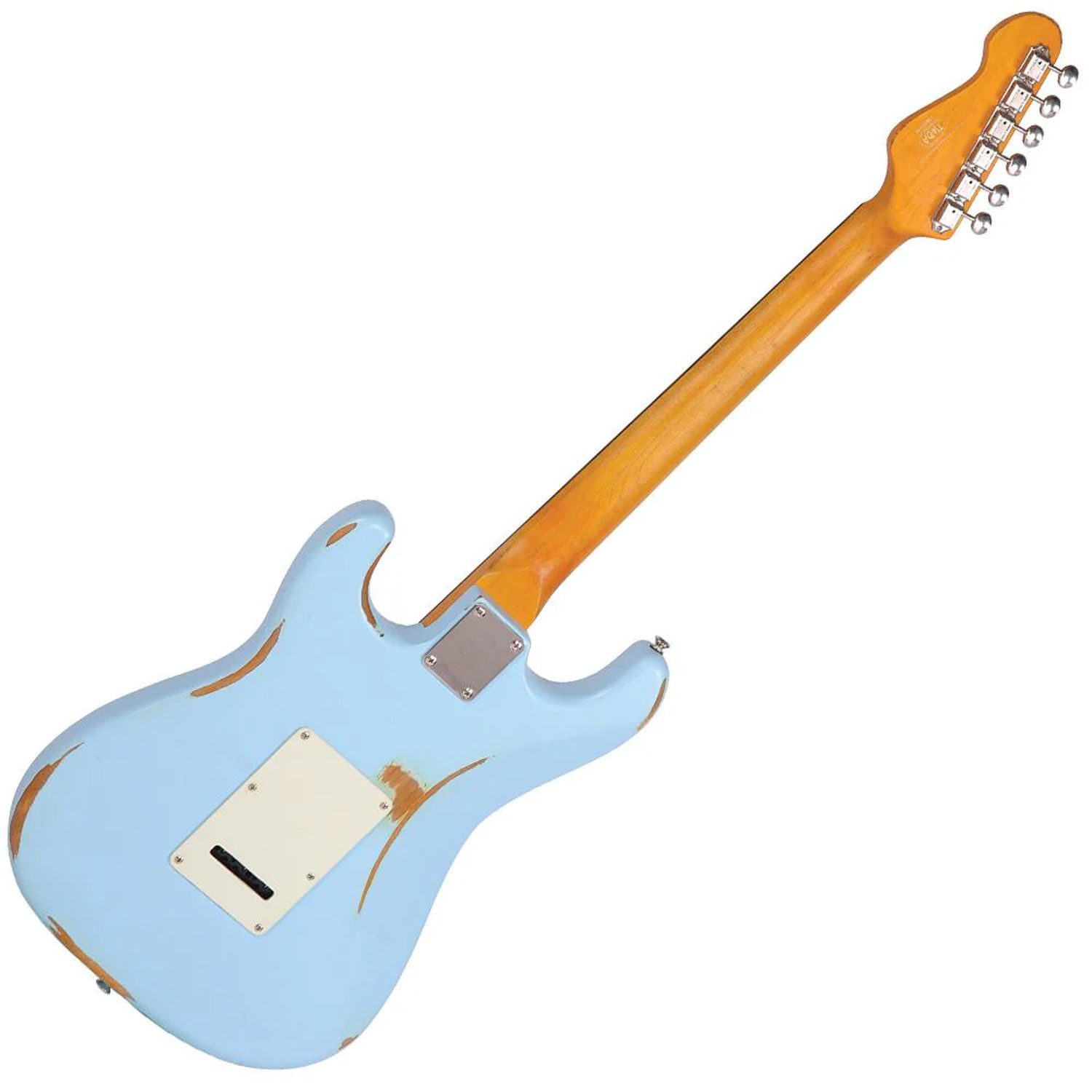 Vintage Guitars E-Gitarre Vintage E-Gitarre V6MRLB Icon Distressed Laguna Blue, S-Style Form, Relic-Finish, 1-St., E-Gitarre, E-Gitarre in der klassischen S-Style Form