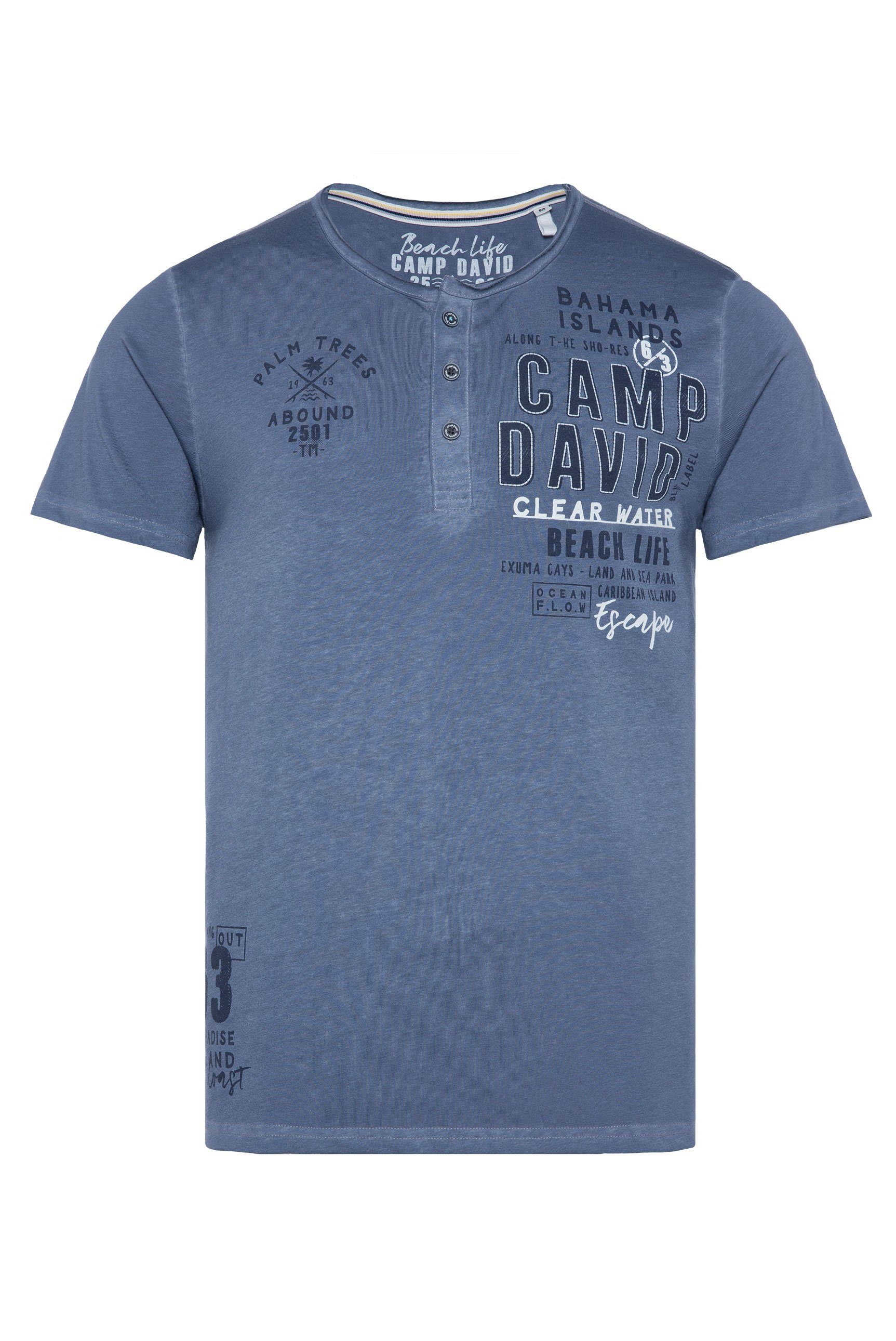 CAMP DAVID T-Shirt Kontrastnähten grey surf mit