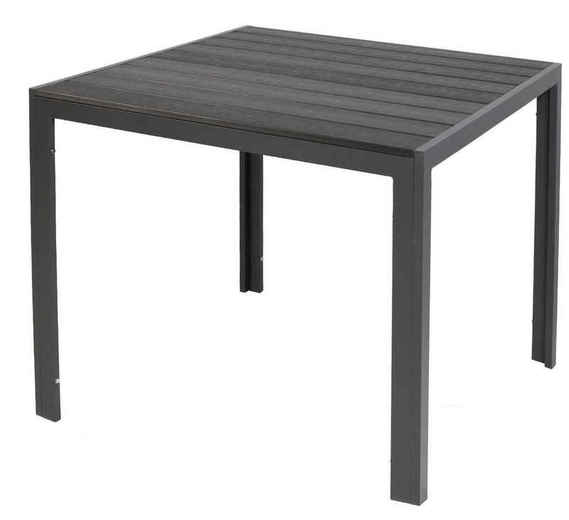 Trendmöbel24 Gartentisch Gartentisch Comfort 90 x 90 cm mit Nonwood Platte Gestell Aluminium