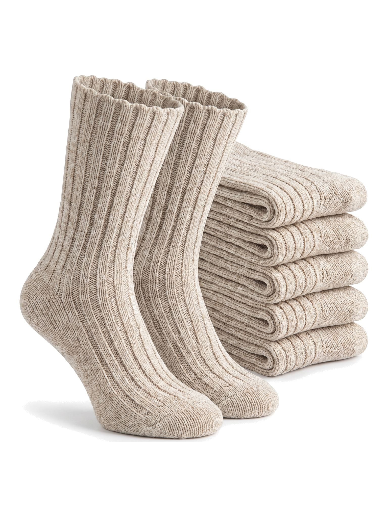 Black Snake Komfortsocken Baumwollsocken ohne Gummibund dick gerippt für Damen und Herren unisex (Spar-Set, 6-Paar, Natur 43/46) Reine Baumwolle ohne Elasthan mit gestricktem Rippbund ohne Gummizug