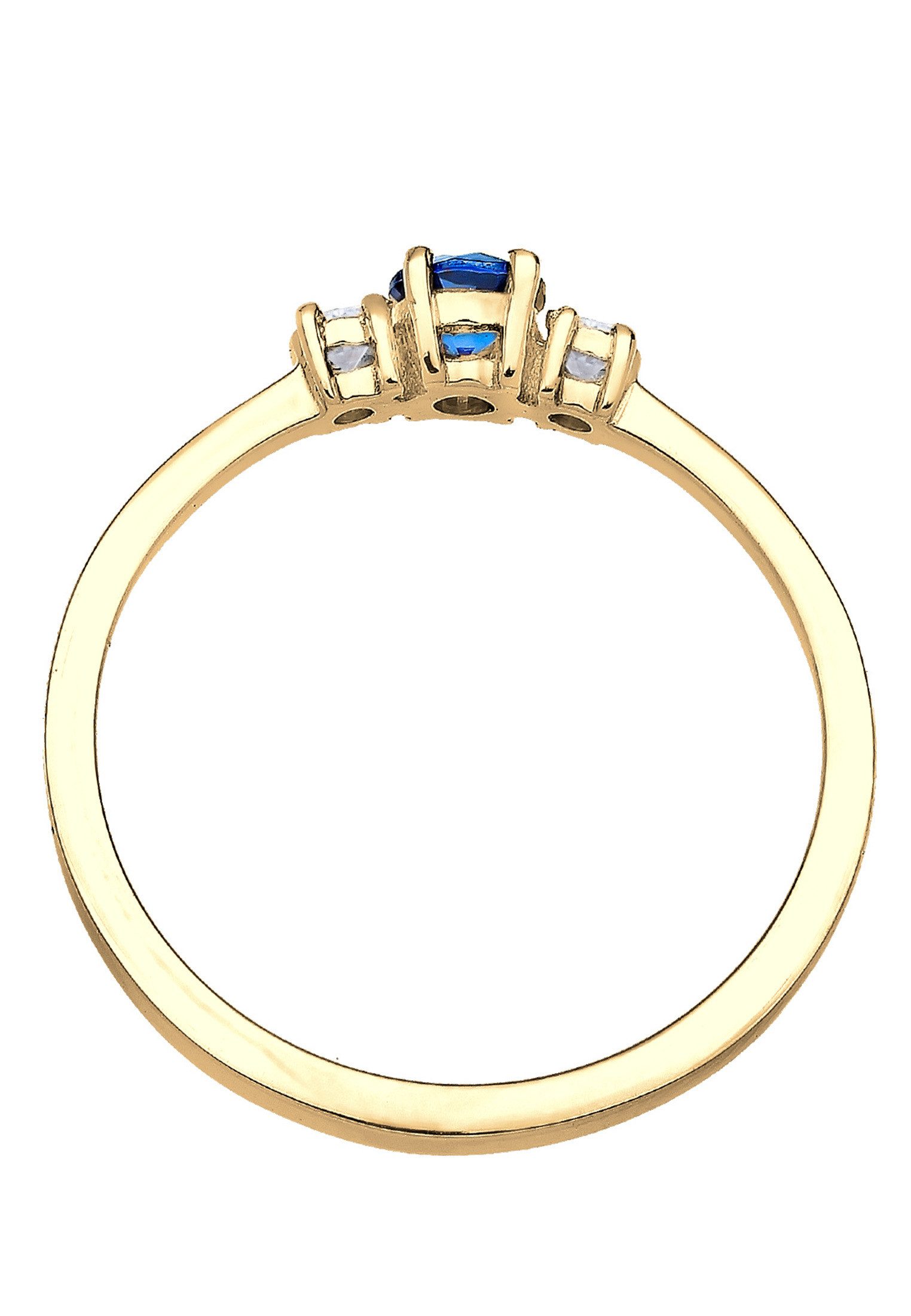 Elli Fingerring Verlobungsring Zirkonia Saphirblau 925 Silber