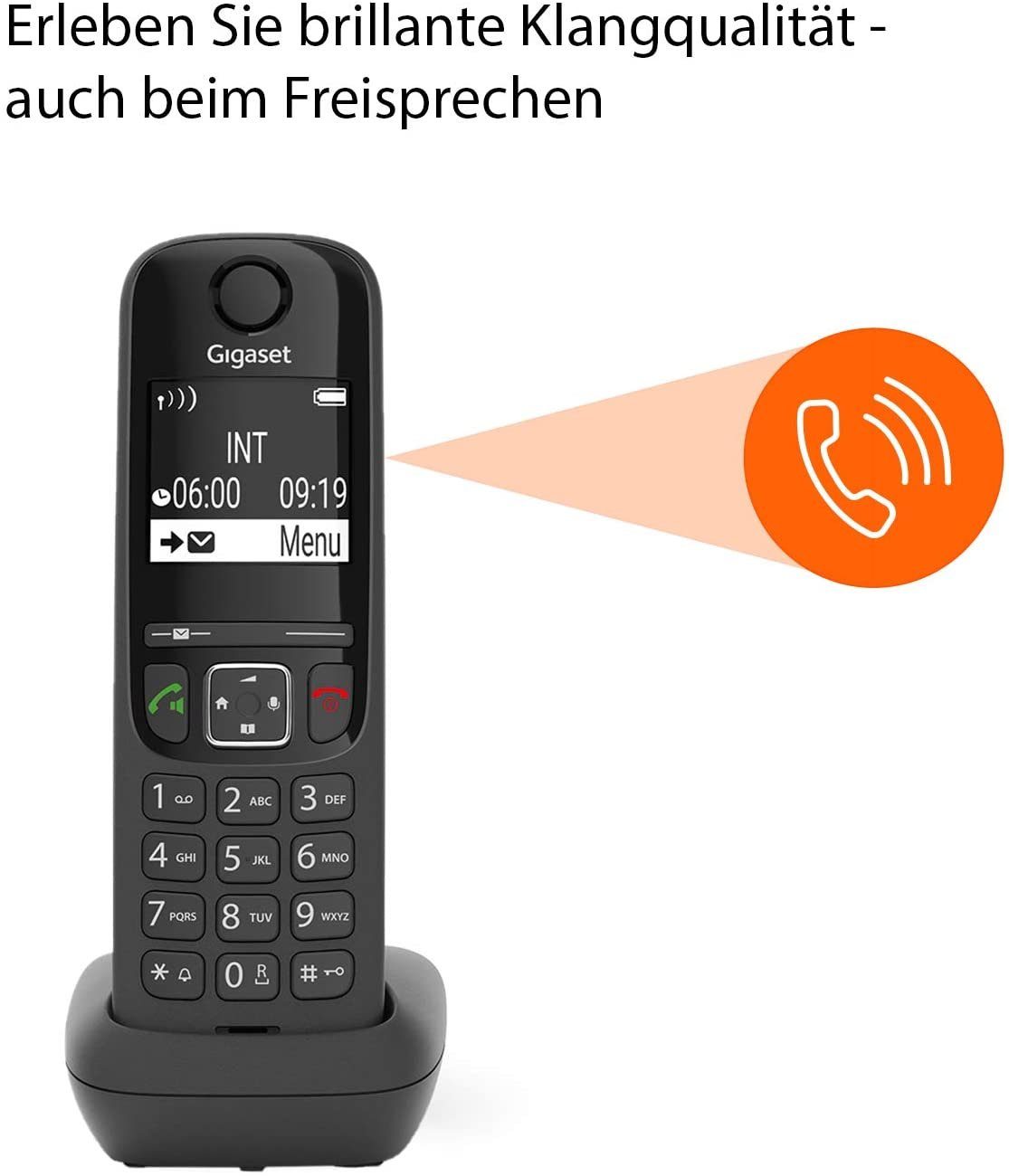 Gigaset Gigaset AS690 Duo - großes Display Schnurloses DECT-Telefon (Mobilteile: 2, Freisprechen / Anrufschutz / bis zu 100 Kontakte)