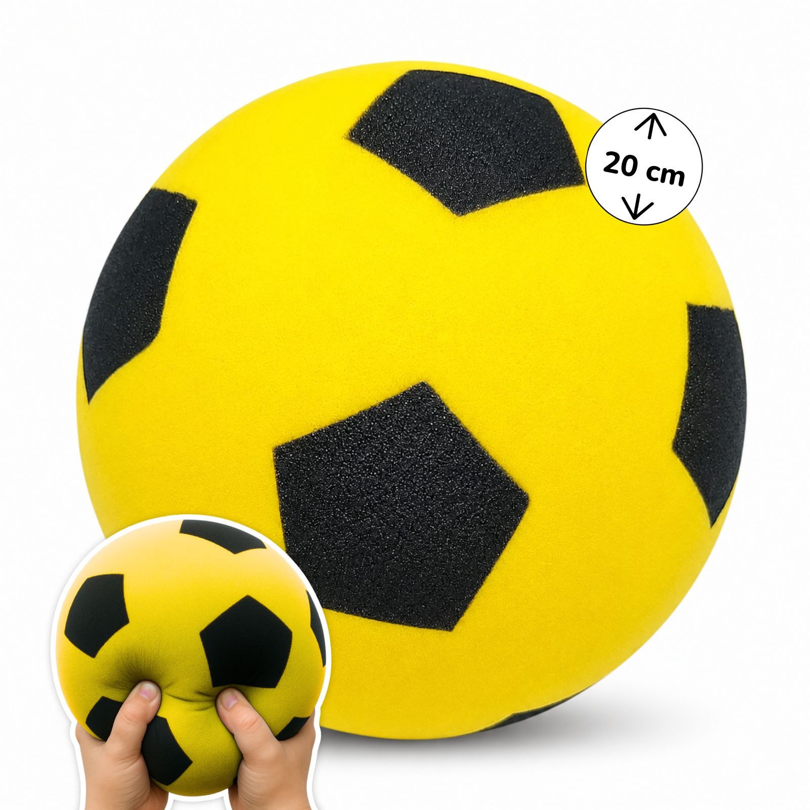 Softball Schaumstoff-Ball gelb Ø 20 cm, weicher Soft-Fußball für Kinder