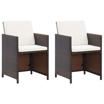 furnicato Gartenstuhl 4-tlg. und Hocker Set Poly Rattan Braun