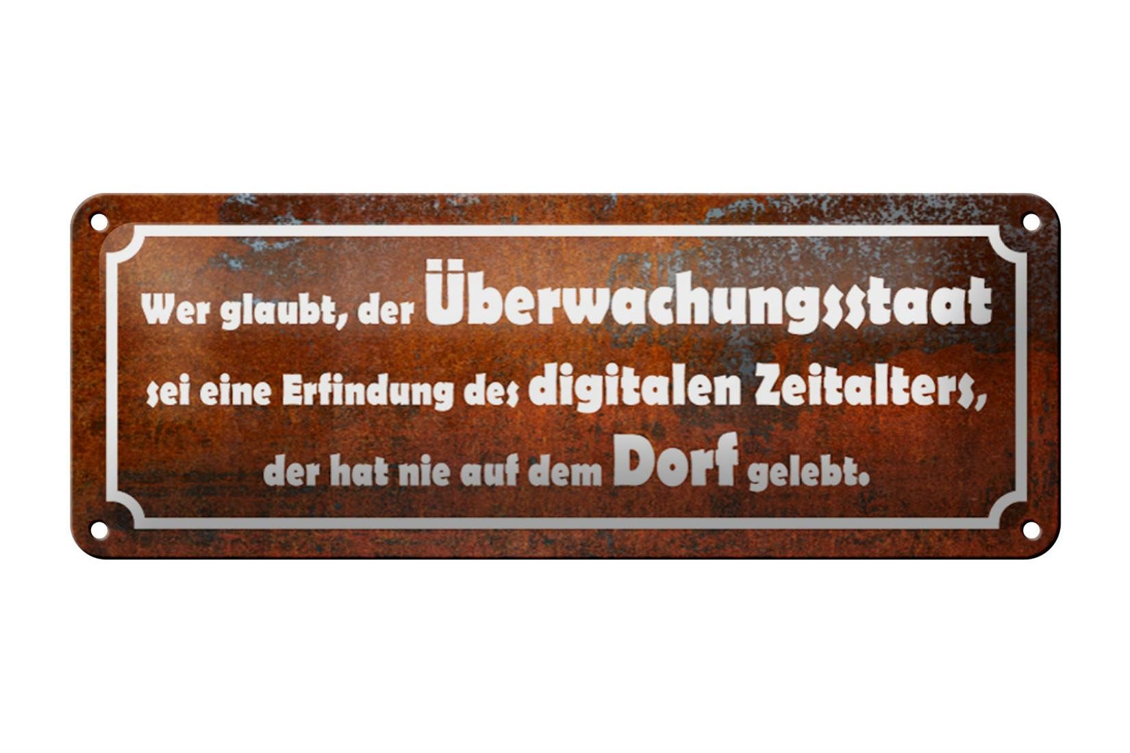 Femer GmbH Metallschild Spruch 27x10cm wer glaubt Überwachungsstaat, (1 St), gewölbte Oberfläche, abgerundete Ecken, umgeschlagene Kanten