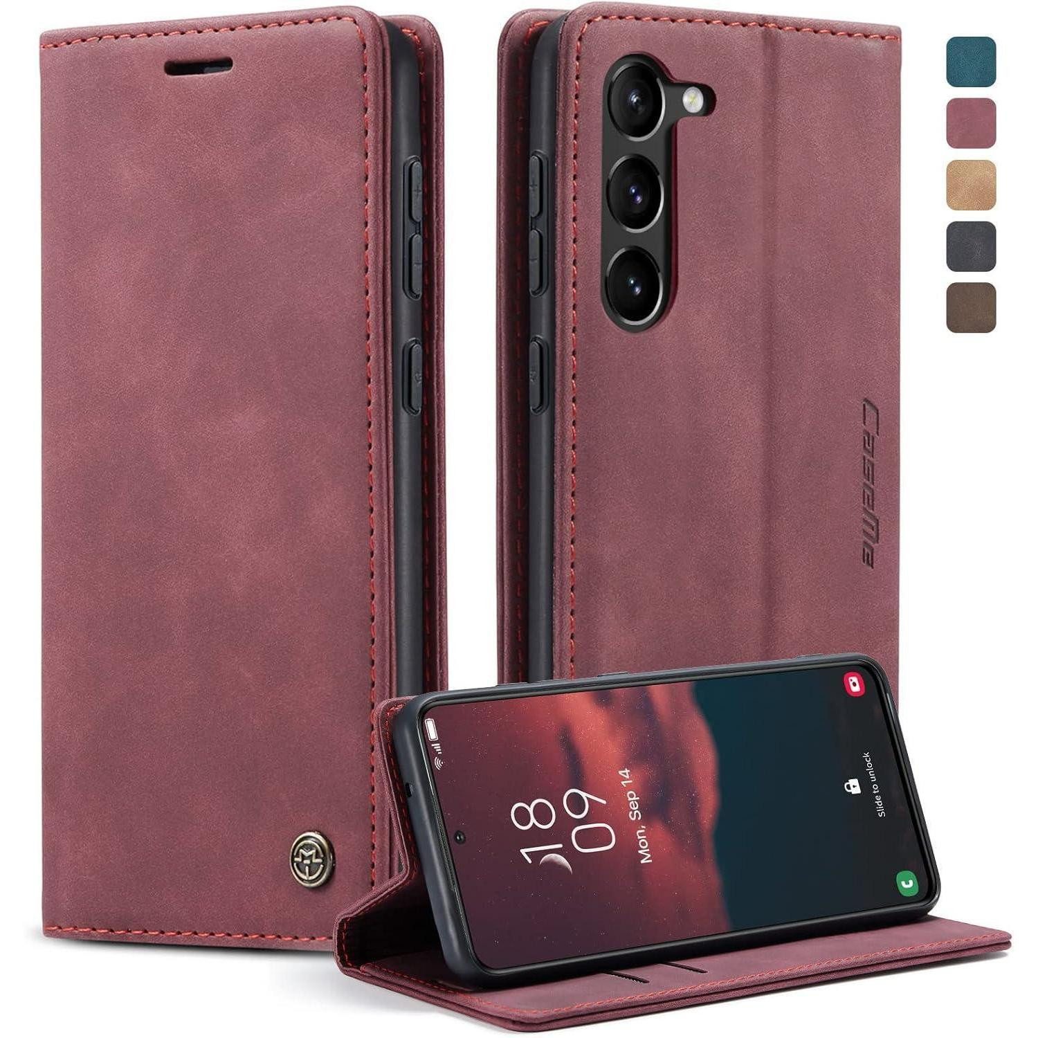 LuxusKollektion Flip Case Handyhülle Samsung Galaxy S23 5G Leder Klapphülle Kartenfach