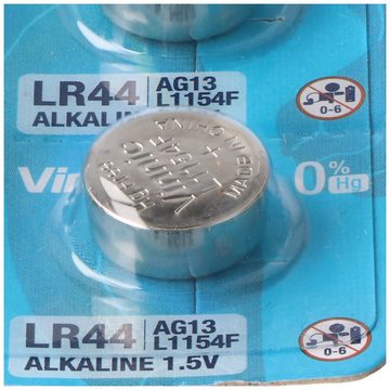 VINNIC Knopfzelle AG13, LR44, V13GA, GPA76, 82, LR1154, 357A 10er Pack Alkal Batterie