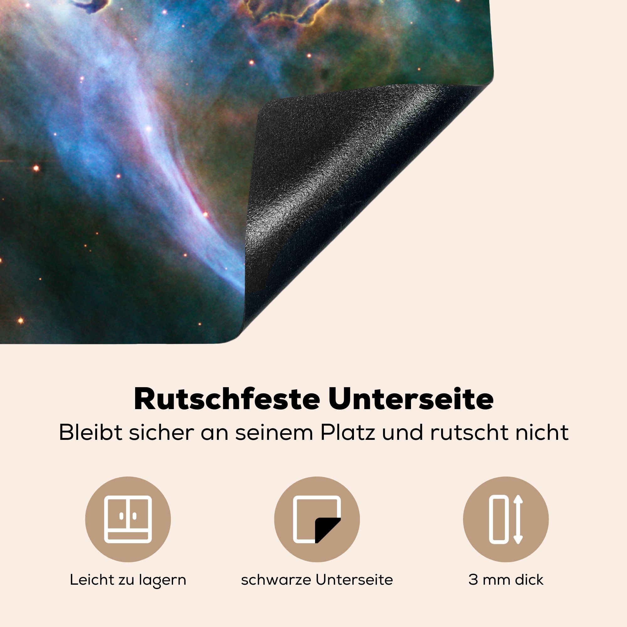 - - Sterne für Schutz Herdblende-/Abdeckplatte die Ceranfeldabdeckung 81x52 Vinyl, MuchoWow cm, Induktionskochfeld (1 Licht, küche, Galaxie tlg),