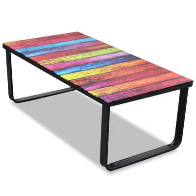 vidaXL Couchtisch Couchtisch mit Regenbogen-Motiv Glasplatte (1-St)