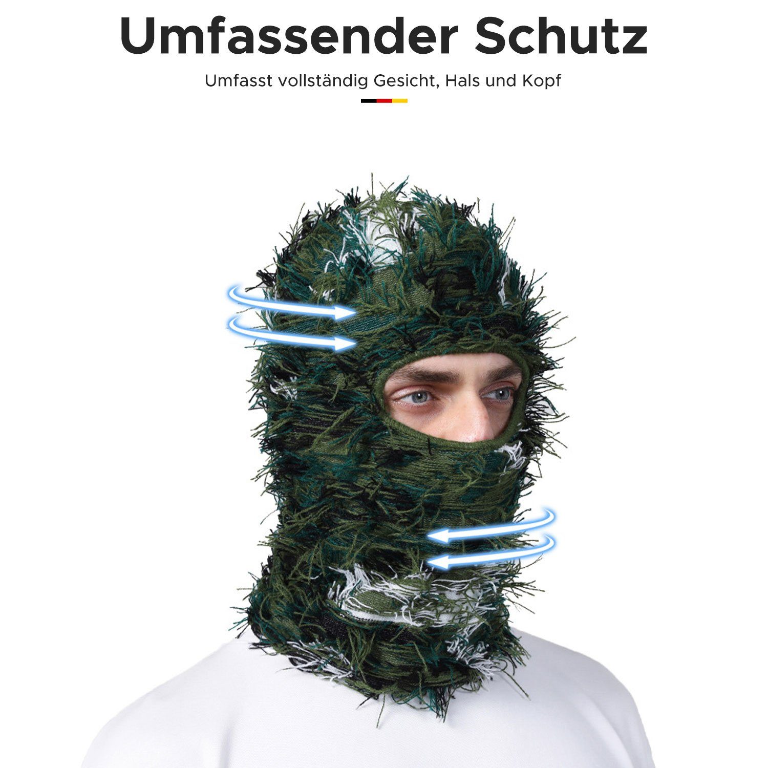 und Herren Strickhaube Balaclava Damen Winter-Sturmhaubenjacke Sturmhaube MAGICSHE Grün für