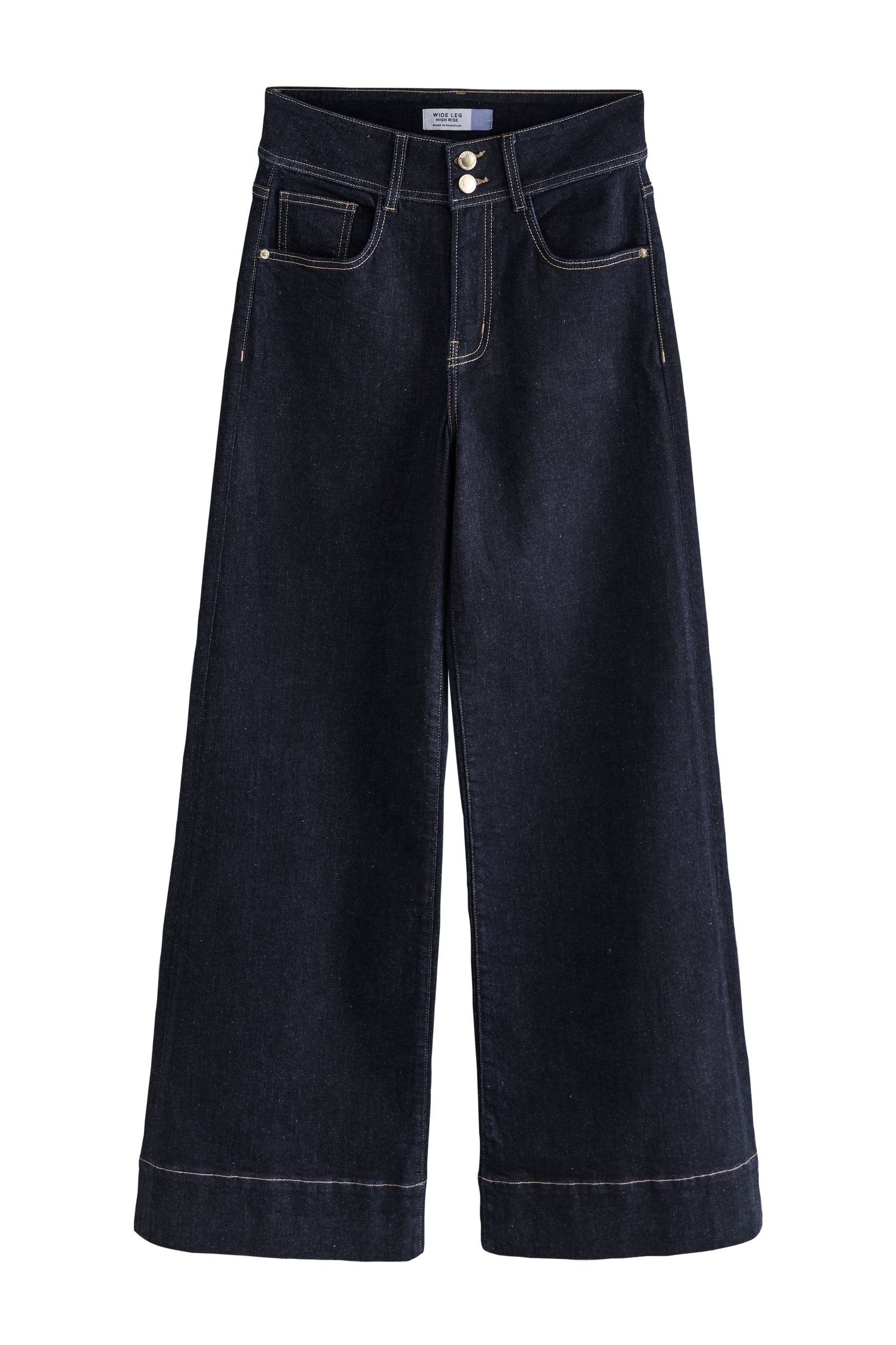 Stretch-Jeans Hochbund-Stretchjeans mit weitem Bein, Kurzgröße