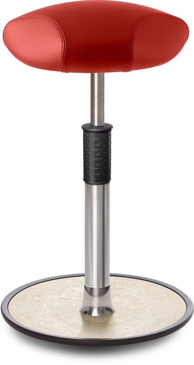 ONGO Stehhilfe Sitz- Stehhocker Free Tall Triangel Boxmark Leder Rot chrom /cremeweiß