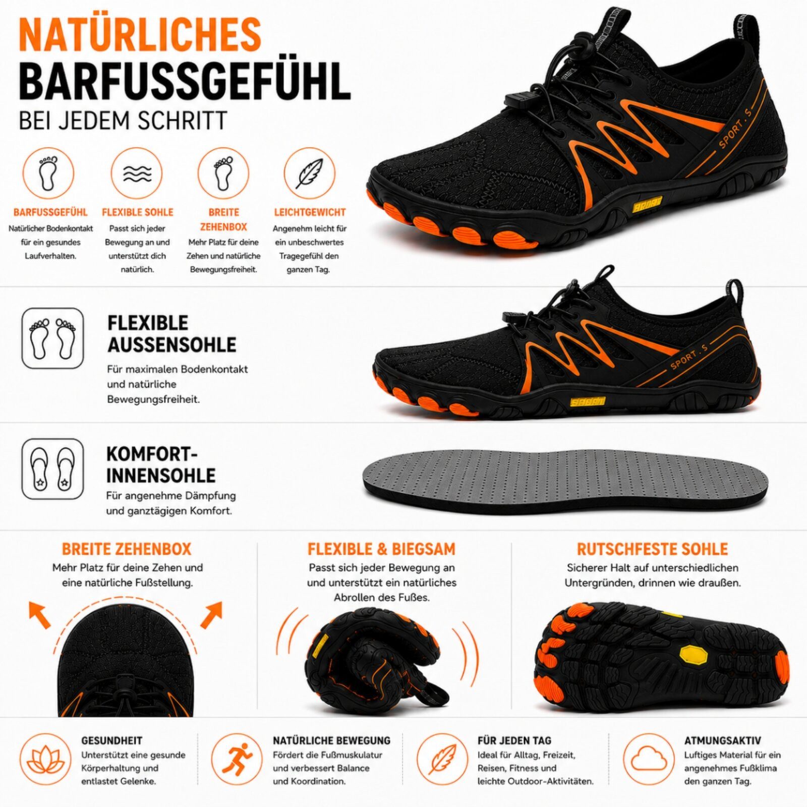 DOTALES Gripstep Barfußschuhe Damen & Herren Barfußschuhe Barfußschuh Minimalschuhe