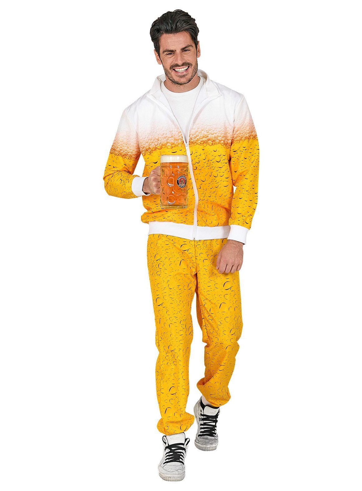 Widdmann Lebensmittel-Kostüm Bier Jogginganzug, Bierbauch kann ja jeder - hier gibt's den Bierkörper!