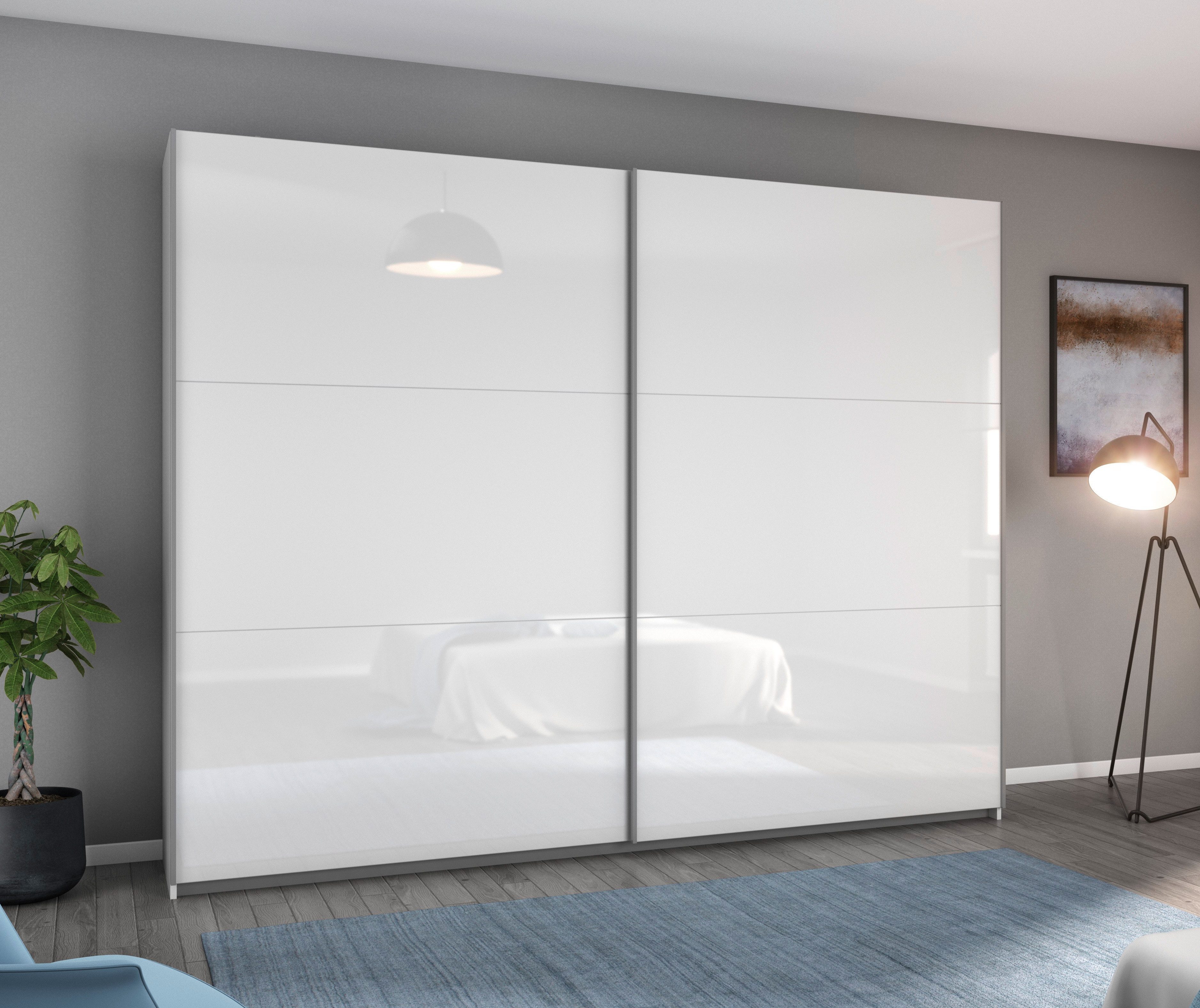 rauch Schwebetürenschrank AURELIO Kleiderschrank Garderobe (3 Ausstattungen BASIC/CLASSIC/PREMIUM (inkl. SOFT-CLOSE-FUNKTION) 3 verschiedene Ausstattungsvarianten Griffe aus Metall MADE IN GERMANY