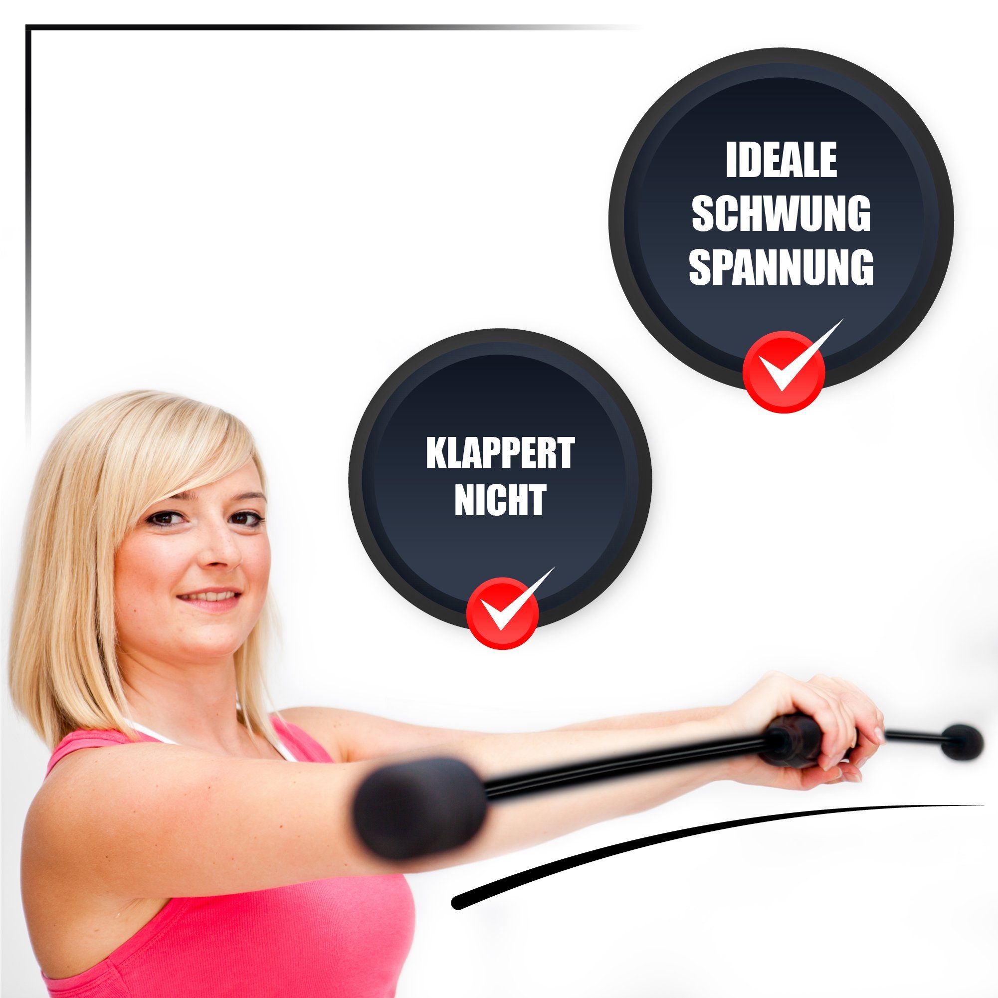 - Gymnastik - - 2 Swingstick für für Rehabilitation ActiveVikings® für double Training Schwingstäbe 2 Pack Swingstick inkl. Fitness und und Tasche x (Double Fieberglas x PACK Ideale der ActiveVikings das Krankengymnastik Übungen Swingstick Schwungstab - Tiefenmuskulatur Tasche), inkl. Reha Ideal