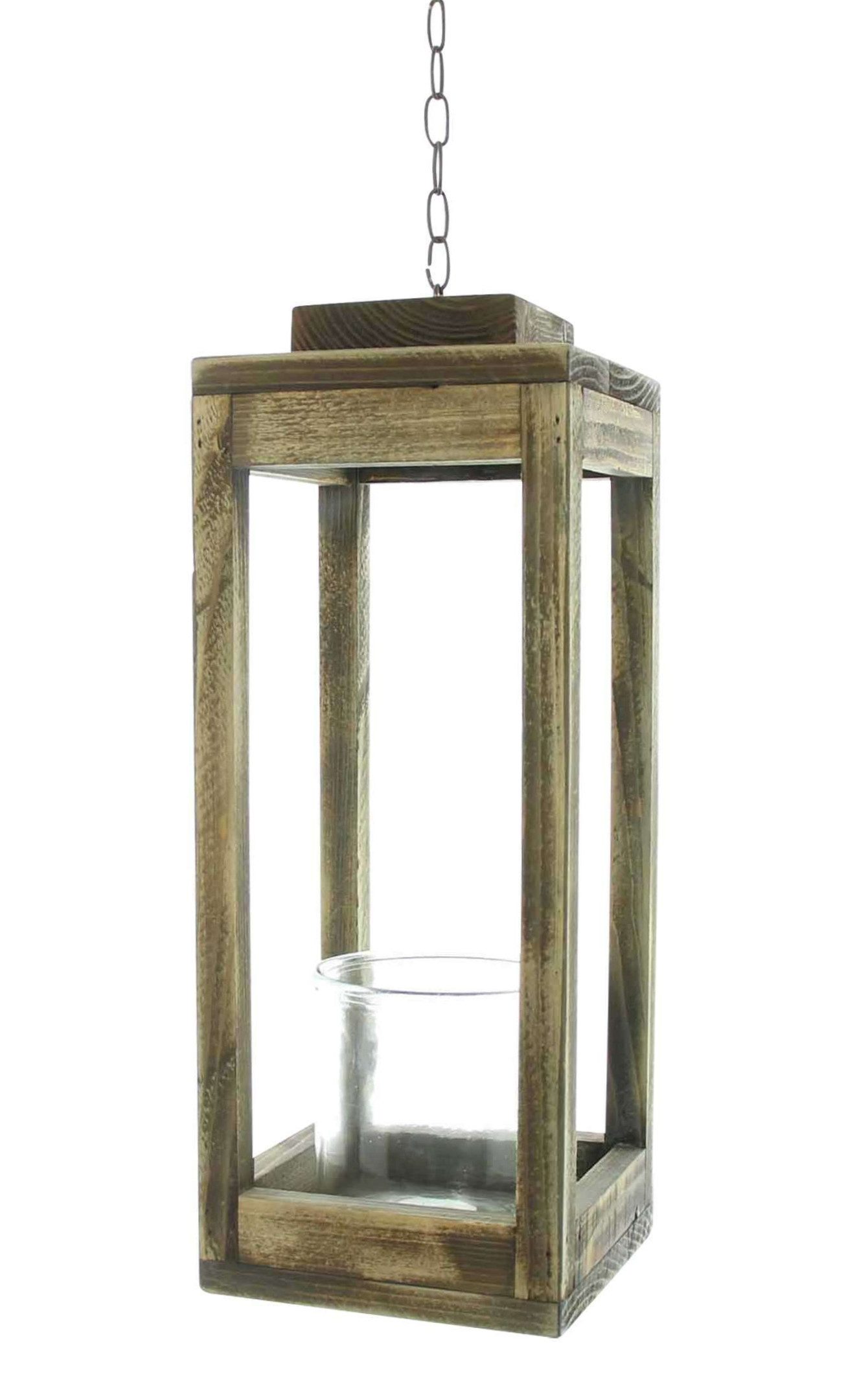 Kerzenlaterne "Shabby-Chic" Laterne aus recyceltem Holz, 43 cm hoch, Holzlaterne