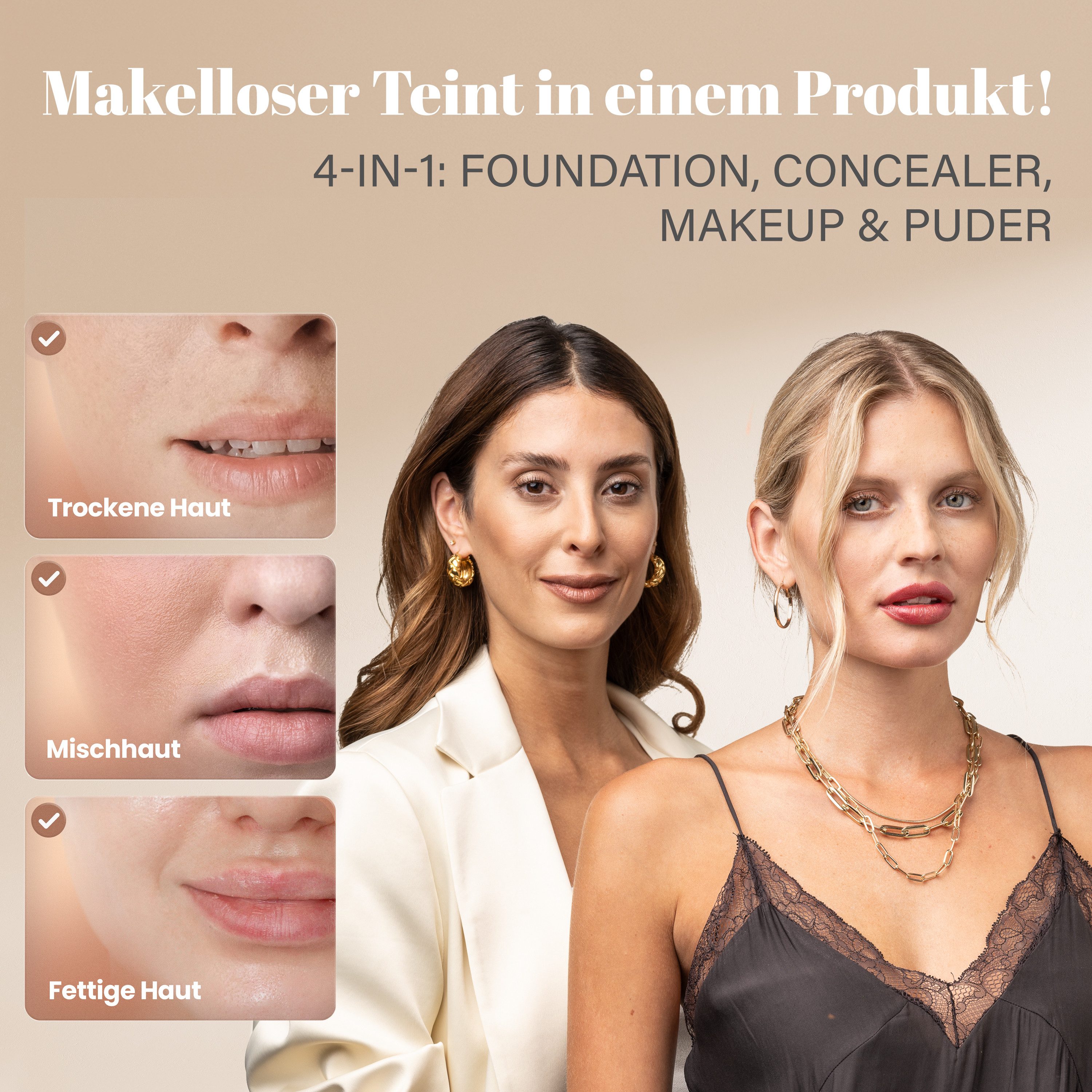 EGYPT-WONDER Foundation MakeUp Foundation Magic Mousse, 30 ml, 4-in-1 MakeUp - Beauty Mousse für makellosen Teint in einem Schritt