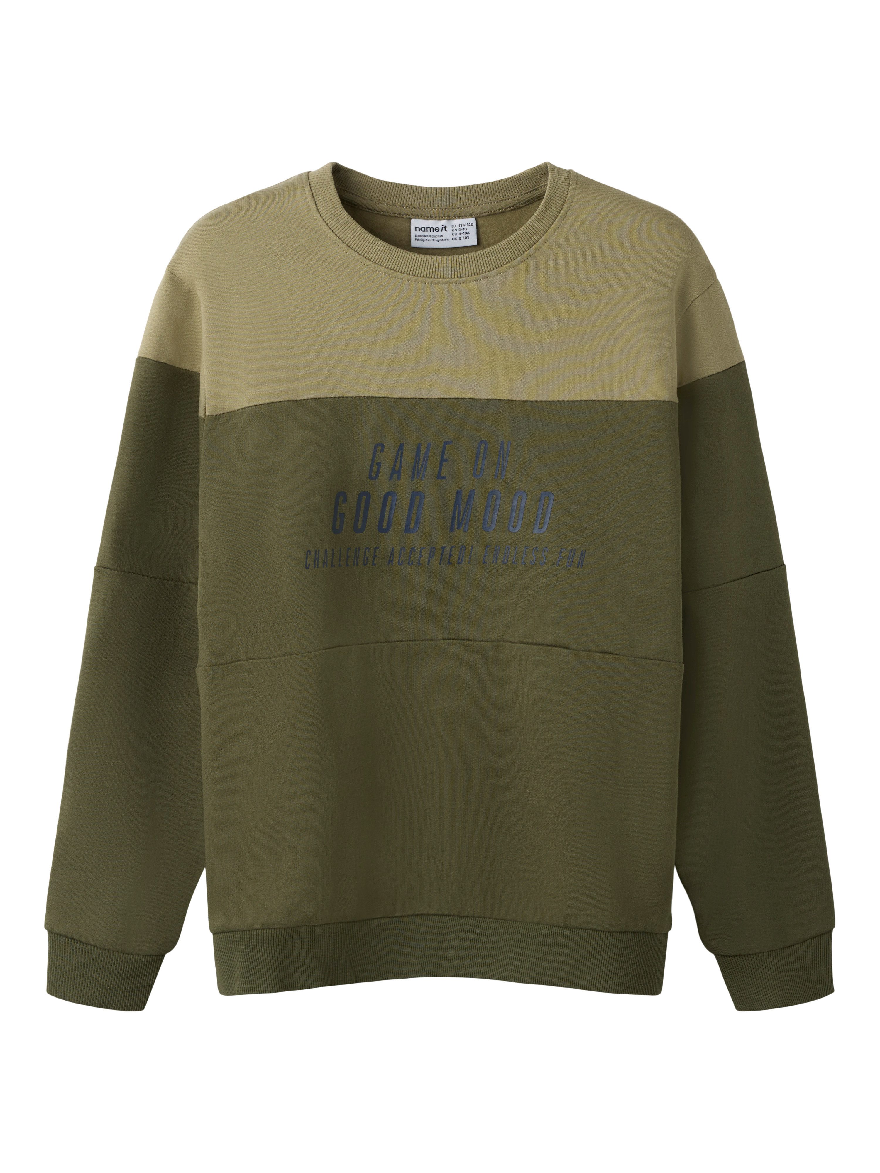 Name It Sweatshirt NKMVEMIL LS NREG SWEAT BRU Baumwolle, regular fit, Colorblock, Print