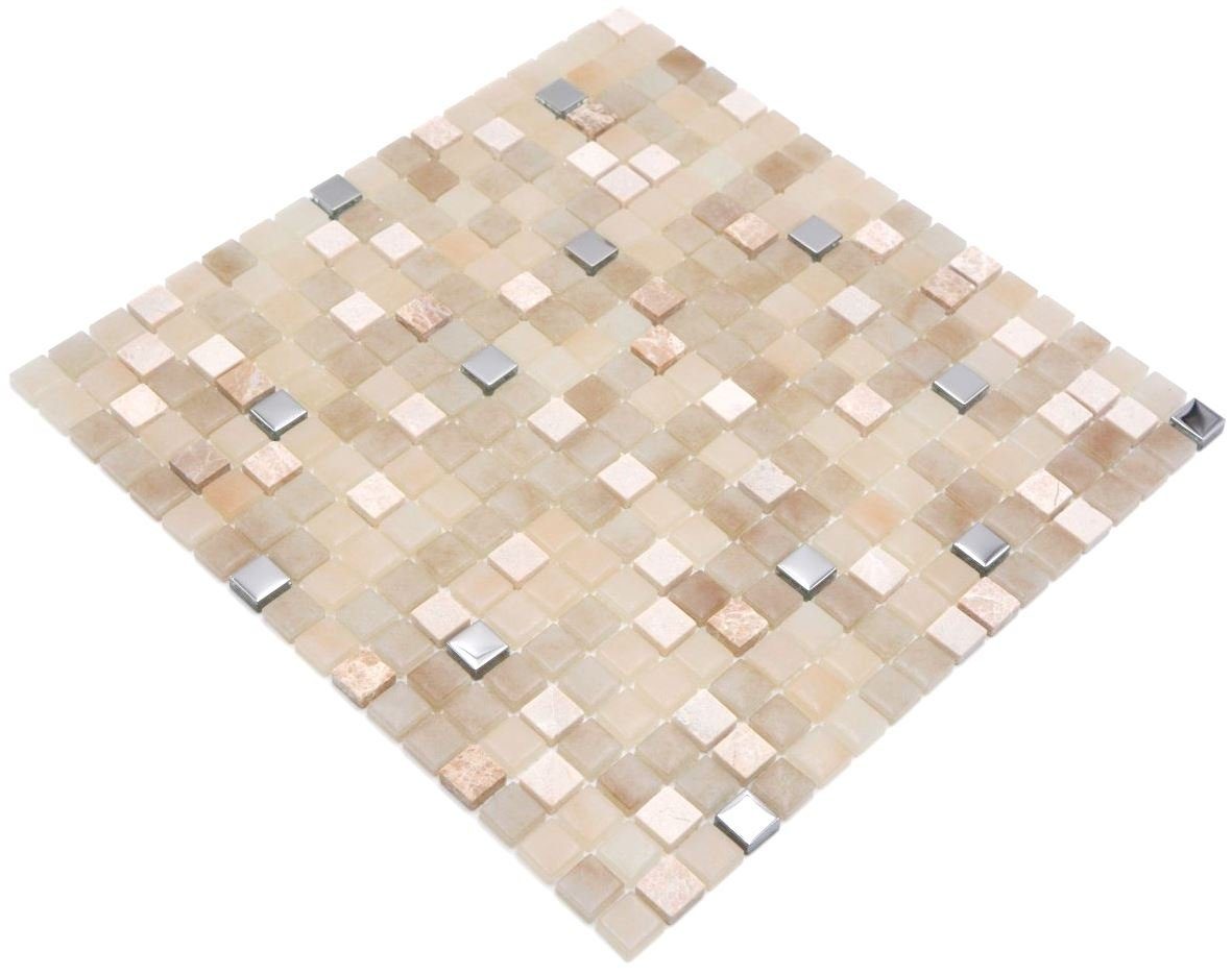 Mosaik Naturstein glänzend Matten / Mosaikfliesen 10 Mosani Glasmosaik weiß