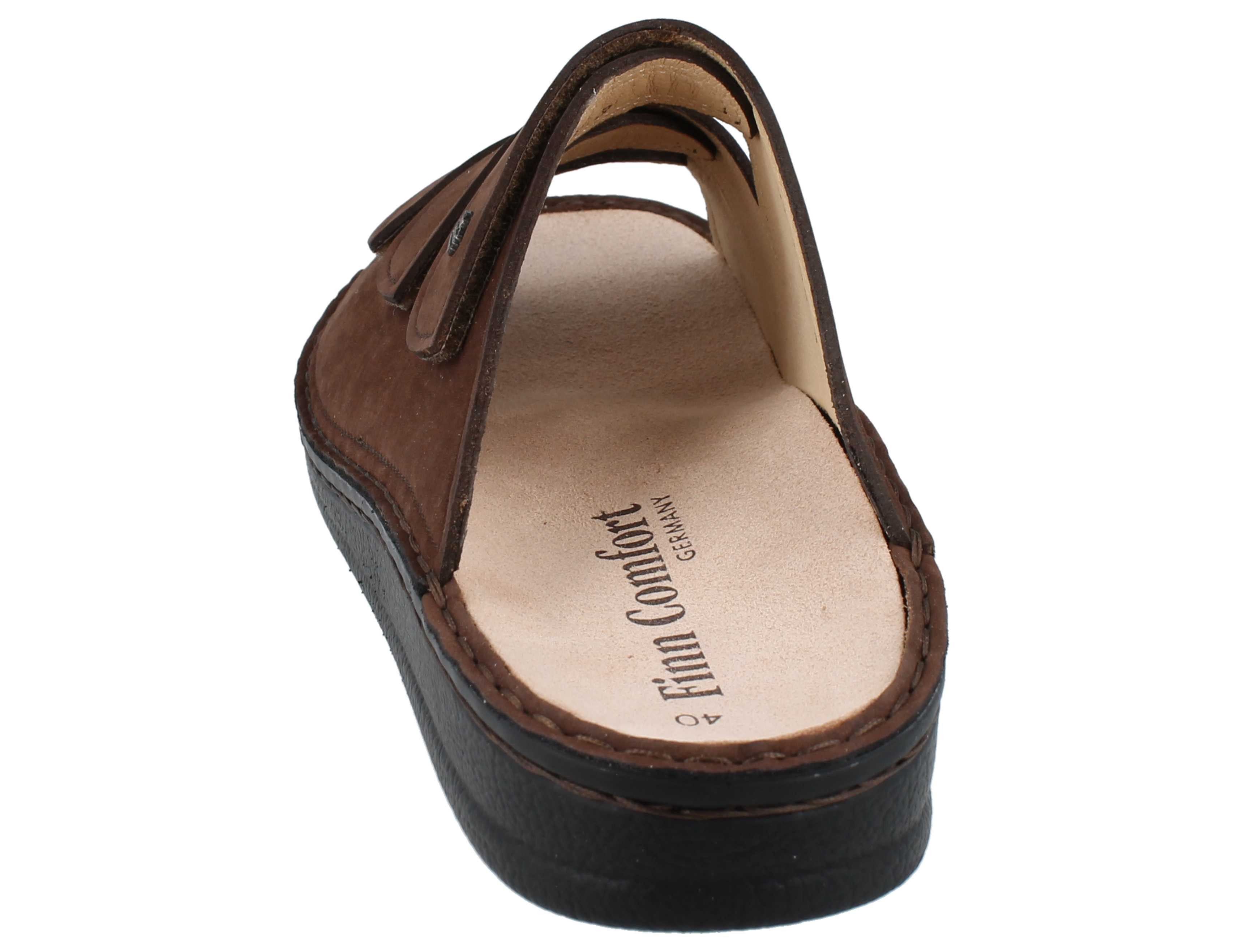 Finn Comfort FINN COMFORT Korfu Herren Pantolette nussbraun Nubukleder - Größe: Hausschuh Wechselfußbett