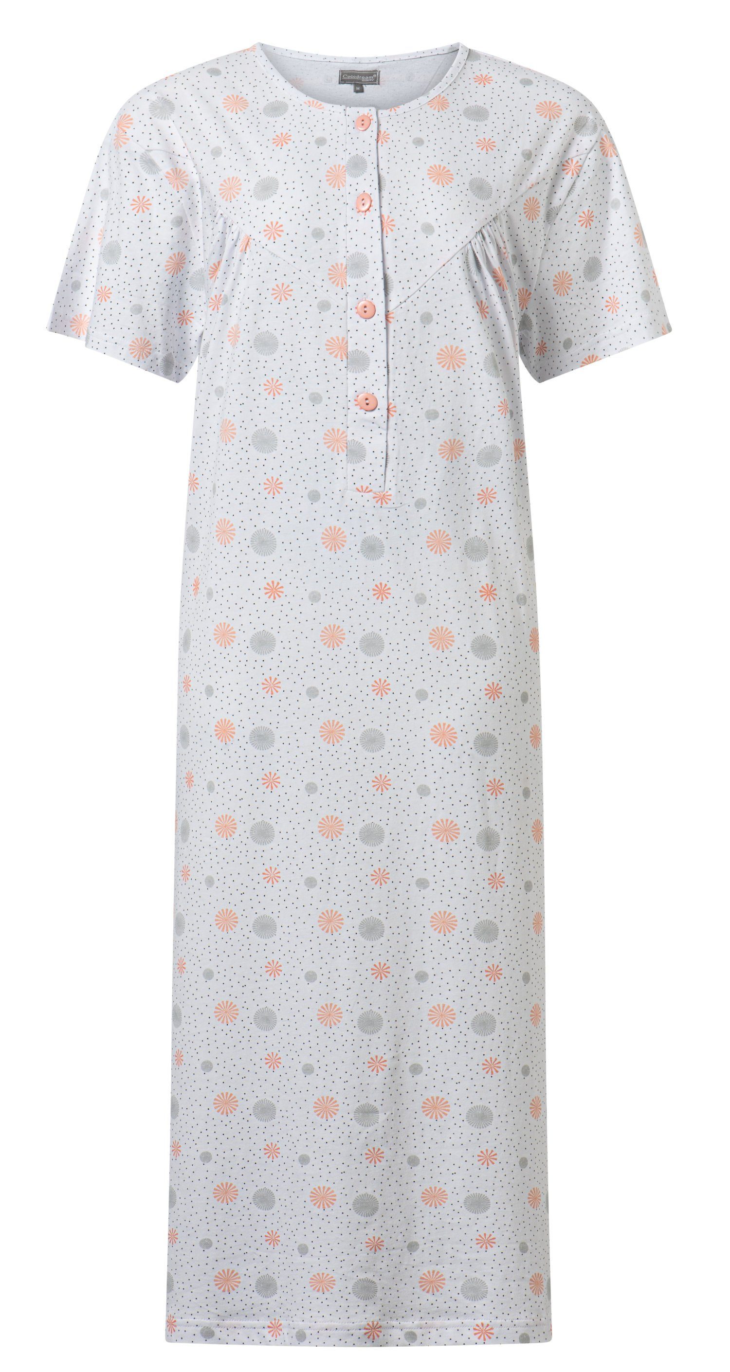 kurzem Nachthemd (1-tlg) Nachthemd Baumwolle mit Arm Damen Cocodream weiß