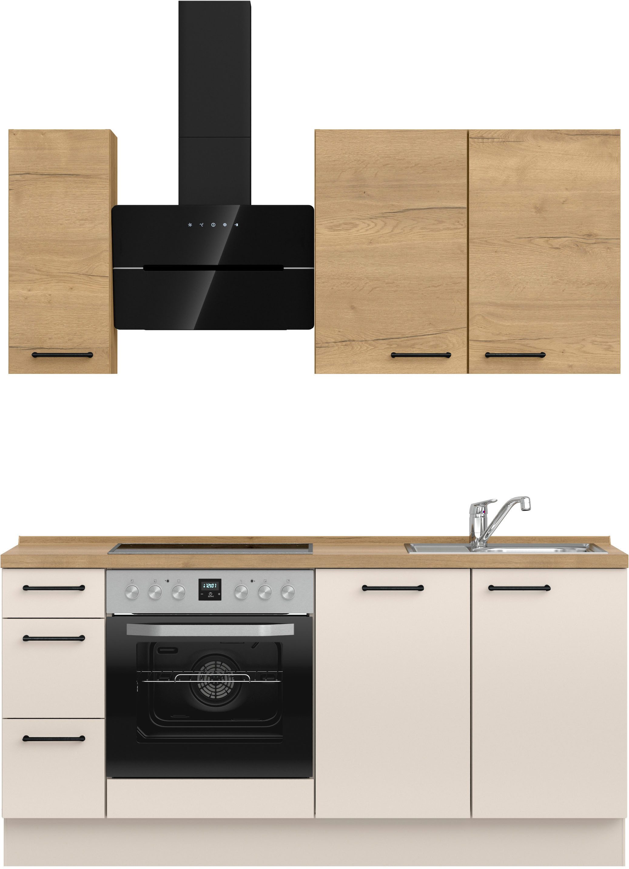 nobilia® Küchenzeile "MIAMI", NEU: individuell anpassbar mit gratis Profi-Beratung, vormontiert, Breite 180 cm, Ausrichtung wählbar, wahlw. mit E-Geräten