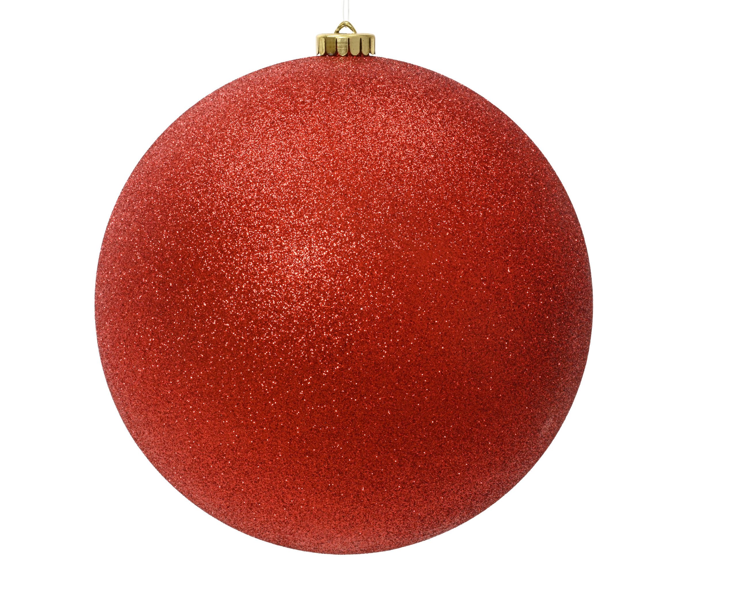 Kaemingk Weihnachtsbaumkugel, Weihnachtskugel Kunststoff 14cm Glitzer 1 Stück - Weihnachtsrot
