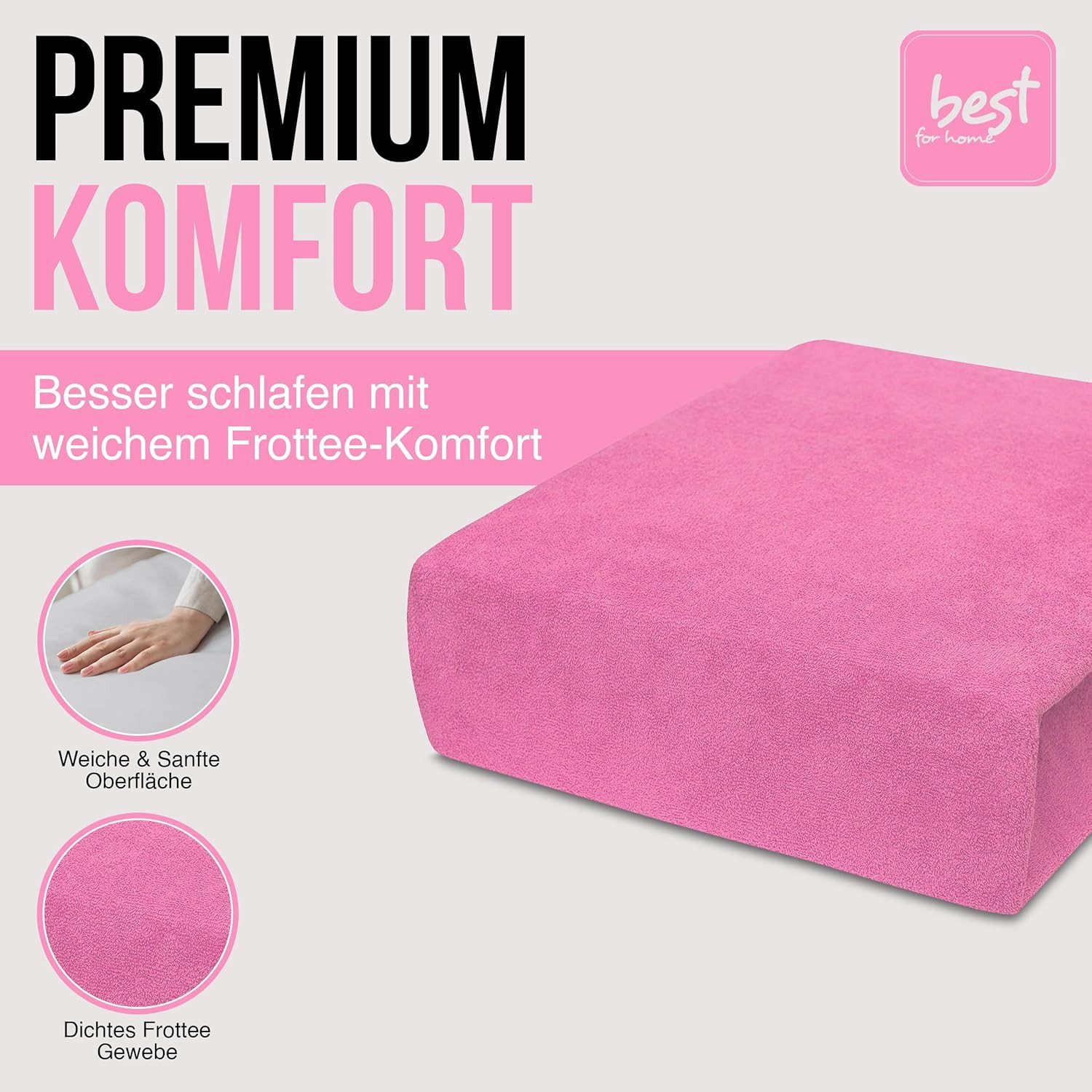 Best for You Spannbettlaken Terry Spannbettlaken–Flauschiger Handtuchstoff für Komfort & Passform, Frotte, Gummizug: Rundum, (1 Stück), Weich, flauschig, atmungsaktiv, hautfreundlich