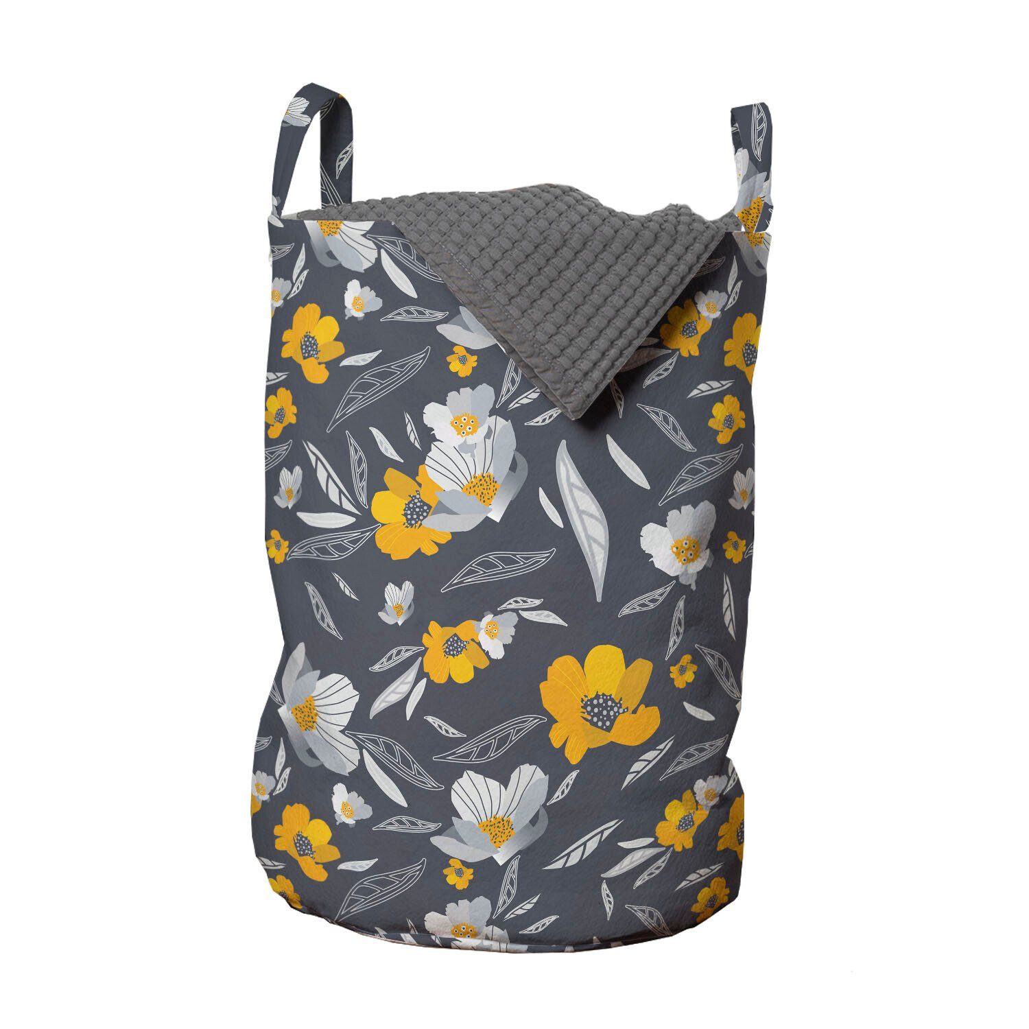 Abakuhaus Wäschesäckchen Wäschekorb mit Griffen Kordelzugverschluss für Waschsalons, Blume Botanische Muster