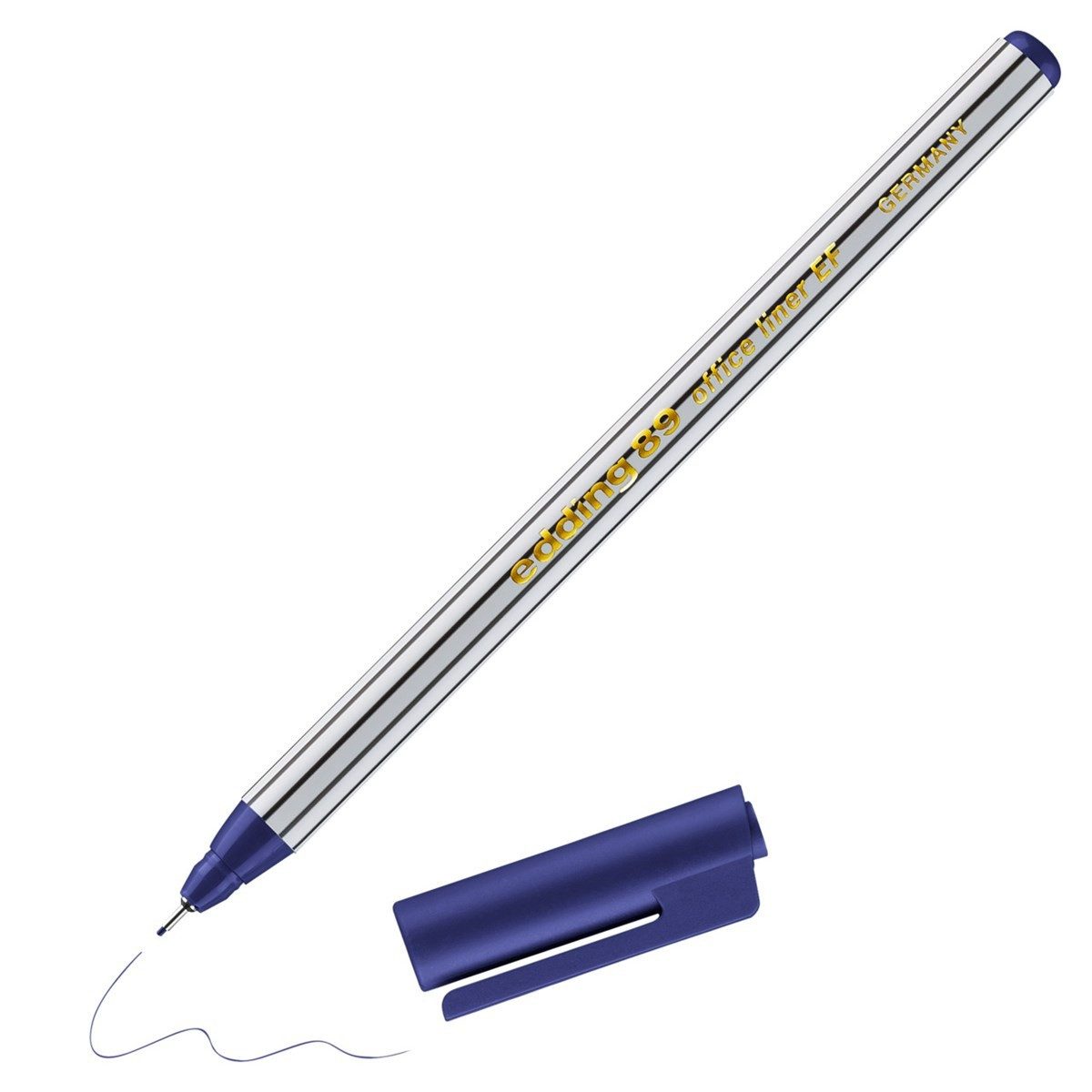edding Fineliner edding 89 office liner EF Fineliner 10 Stück blau, metallgefasste Kunststoffspitze