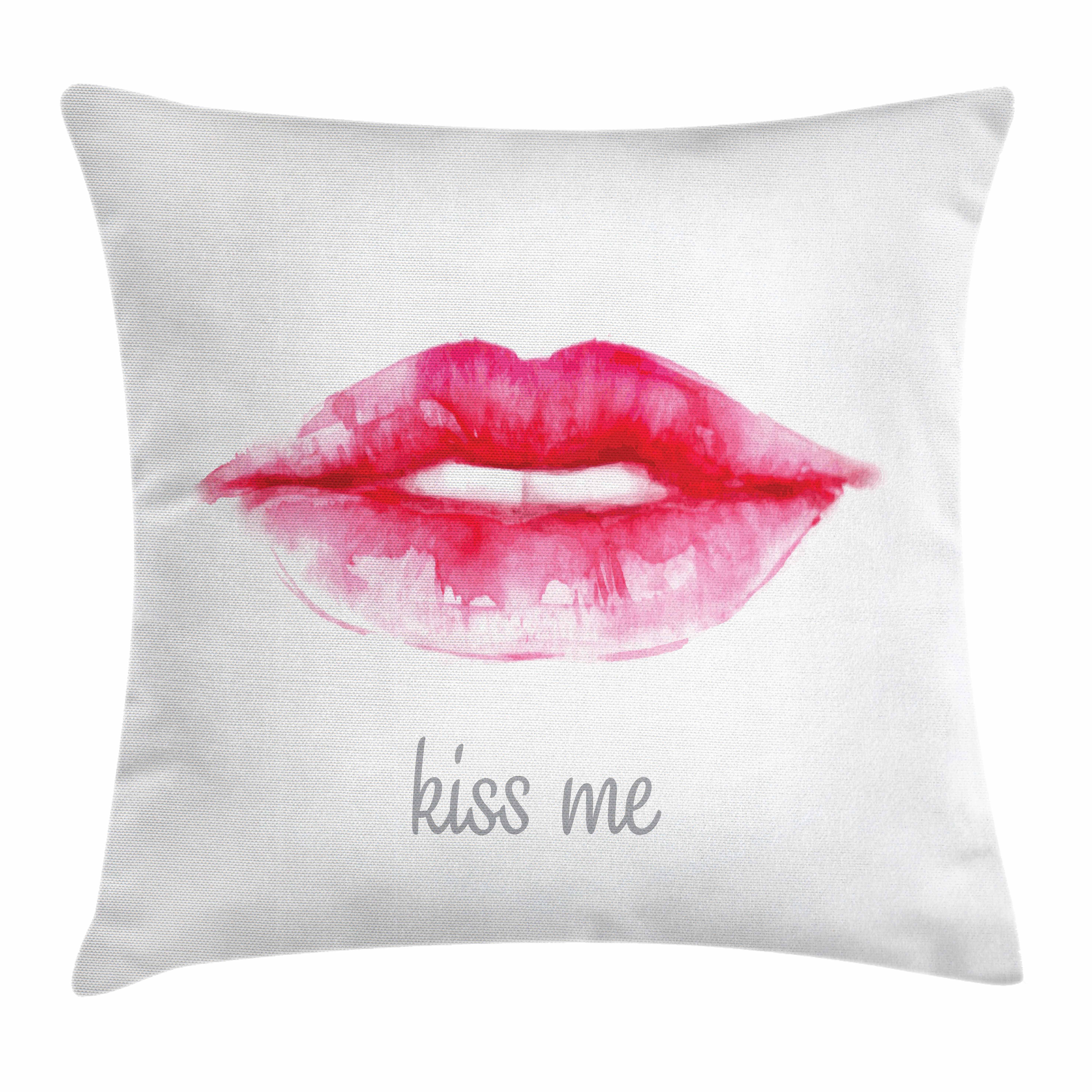 Kuss mit Kiss Kissenhülle Abakuhaus Druck, Me Beidseitiger Waschbar Lippenstift Farbfesten mit Reißverschluss Stück), Farben (1 Klaren Kissenbezüge Rosa