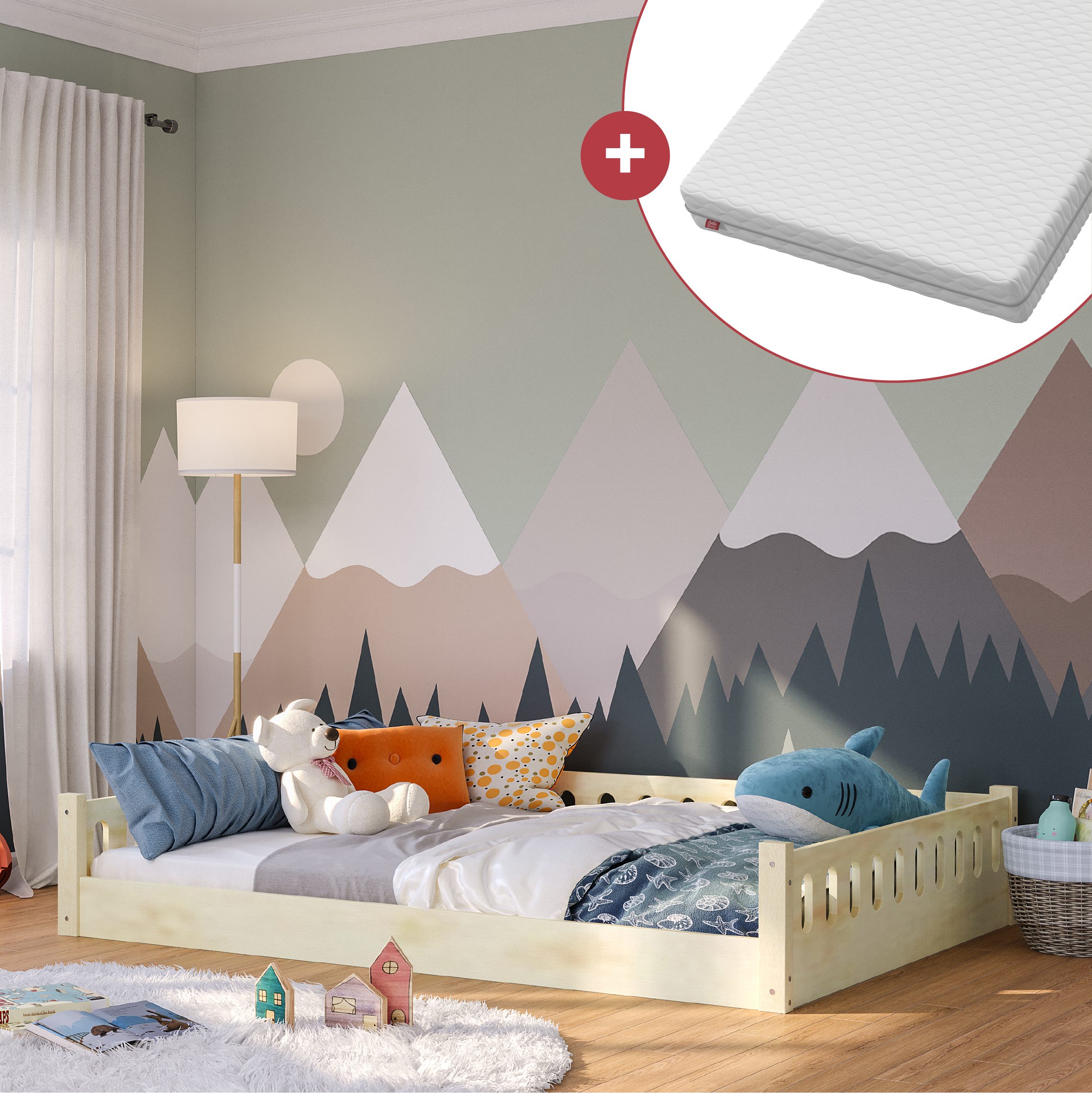 Bellabino Kinderbett Miera (Bodenbett 140x200 cm, günstig online kaufen