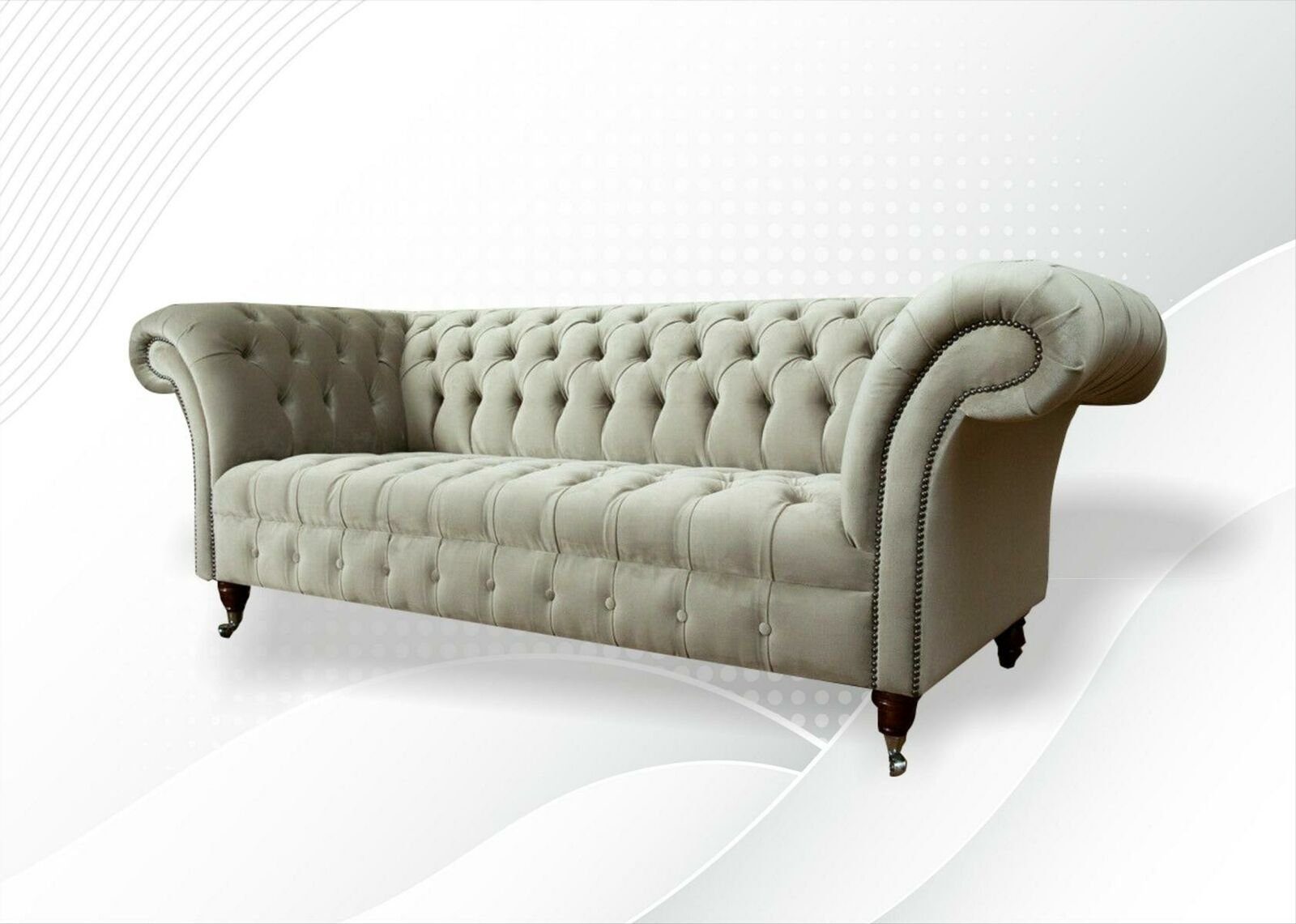 Chesterfield Wohnzimmermöbel JVmoebel Design Modern Europe Chesterfield-Sofa Neu, 3-Sitzer in Taupe Made