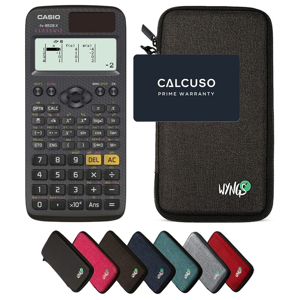 CASIO Taschenrechner fx-85DE X ClassWiz inkl. WYNGS Schutztasche Dunkelgrau